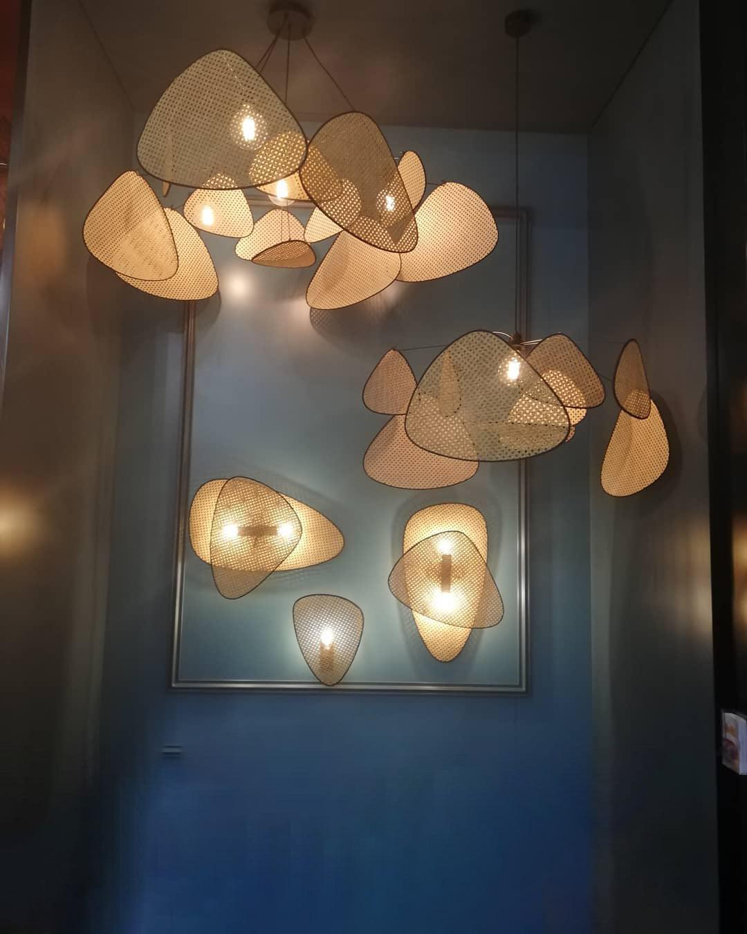 Lustra Kronleuchter Schirm Cannage Suspension Retro-Letslighting