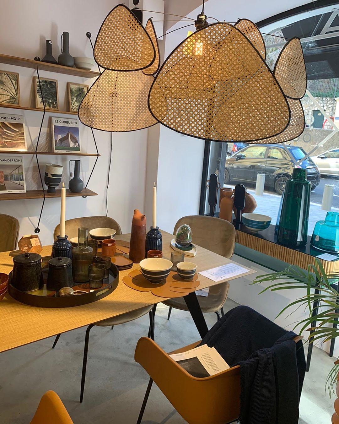 Lustra Kronleuchter Schirm Cannage Suspension Retro-Letslighting