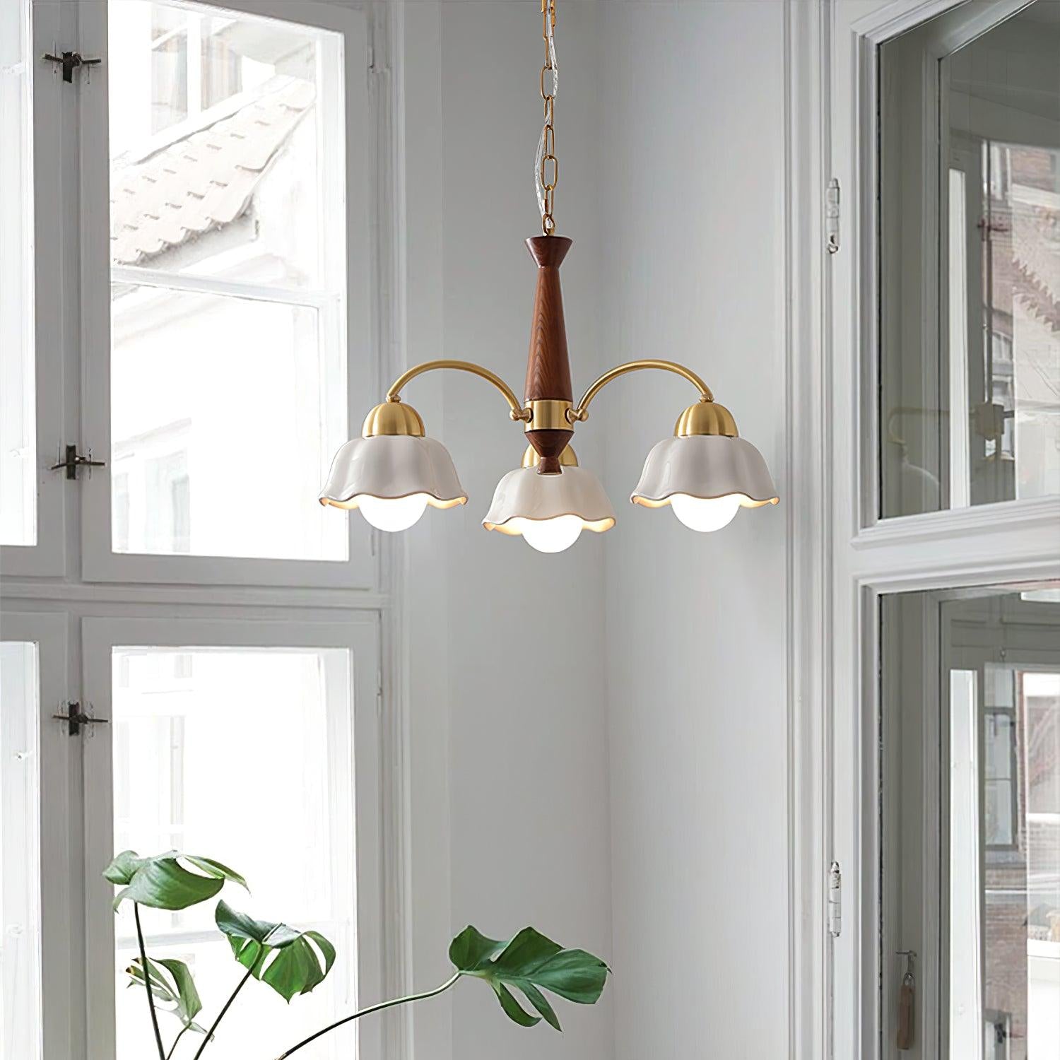 Bellin Florale Kronleuchter aus Holz und Keramik