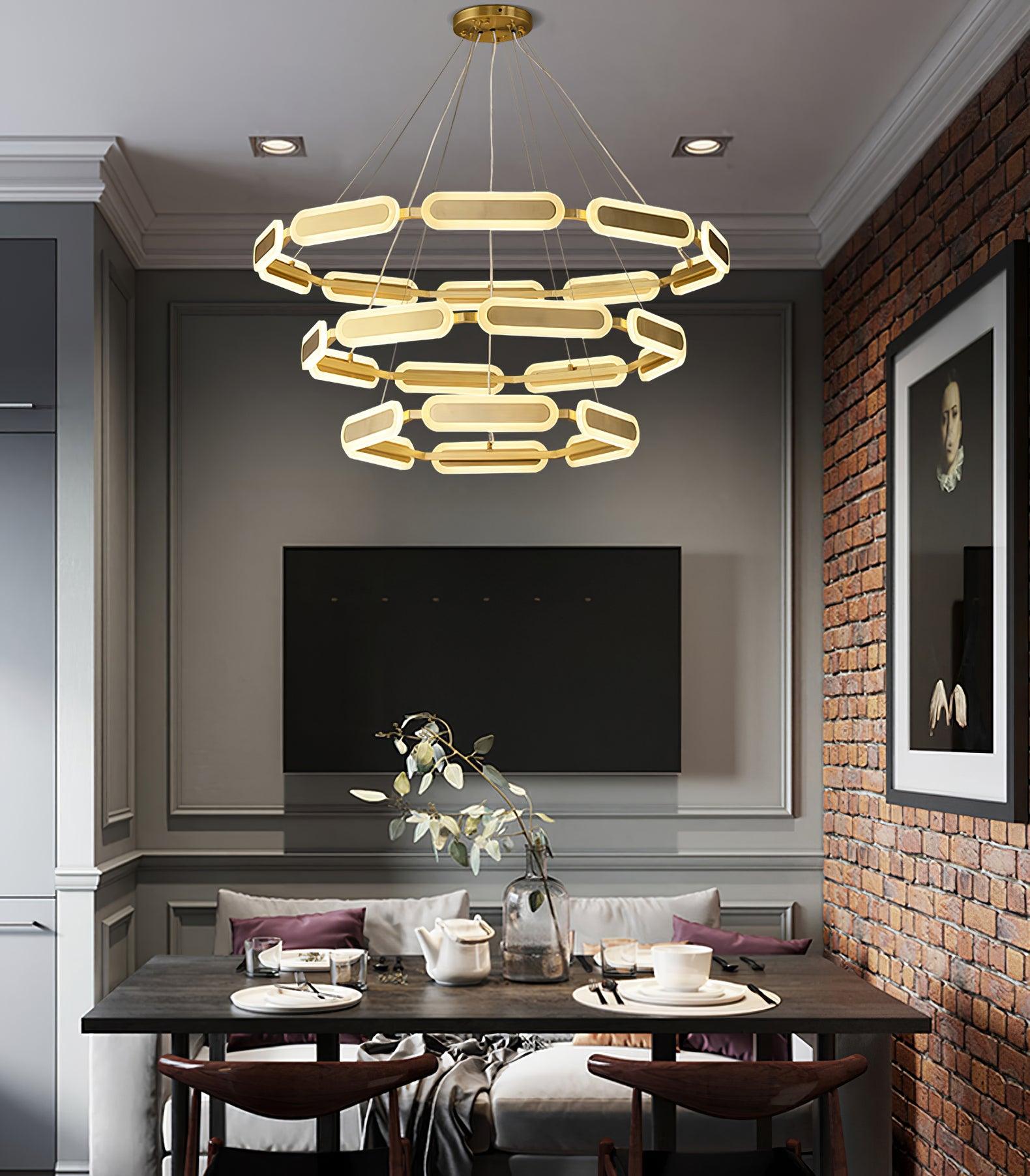 Lustra Kronleuchter Geometrischer Messingring-Letslighting