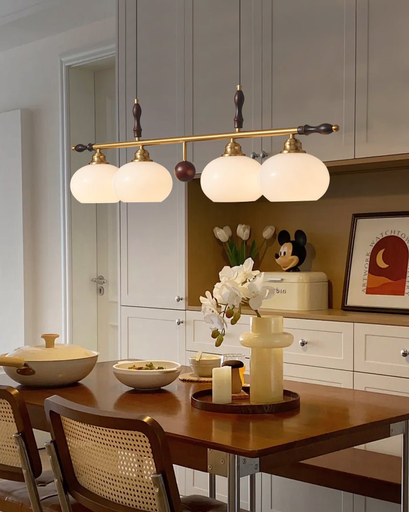Sylvara Premium Eleganz Traditionell Holz Glas Pendelleuchte Lampe-Letslighting