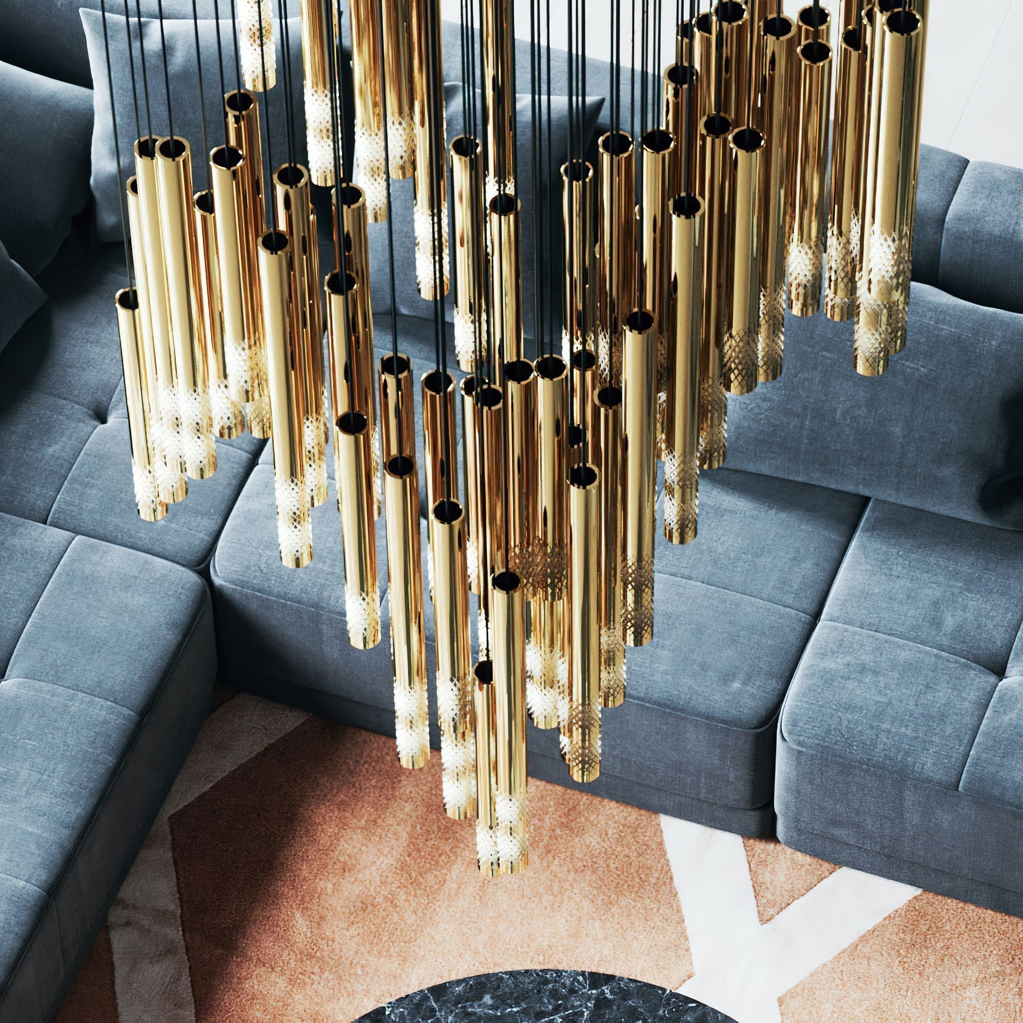 Ovynira Kronleuchter mit goldenen Stäben-Letslighting