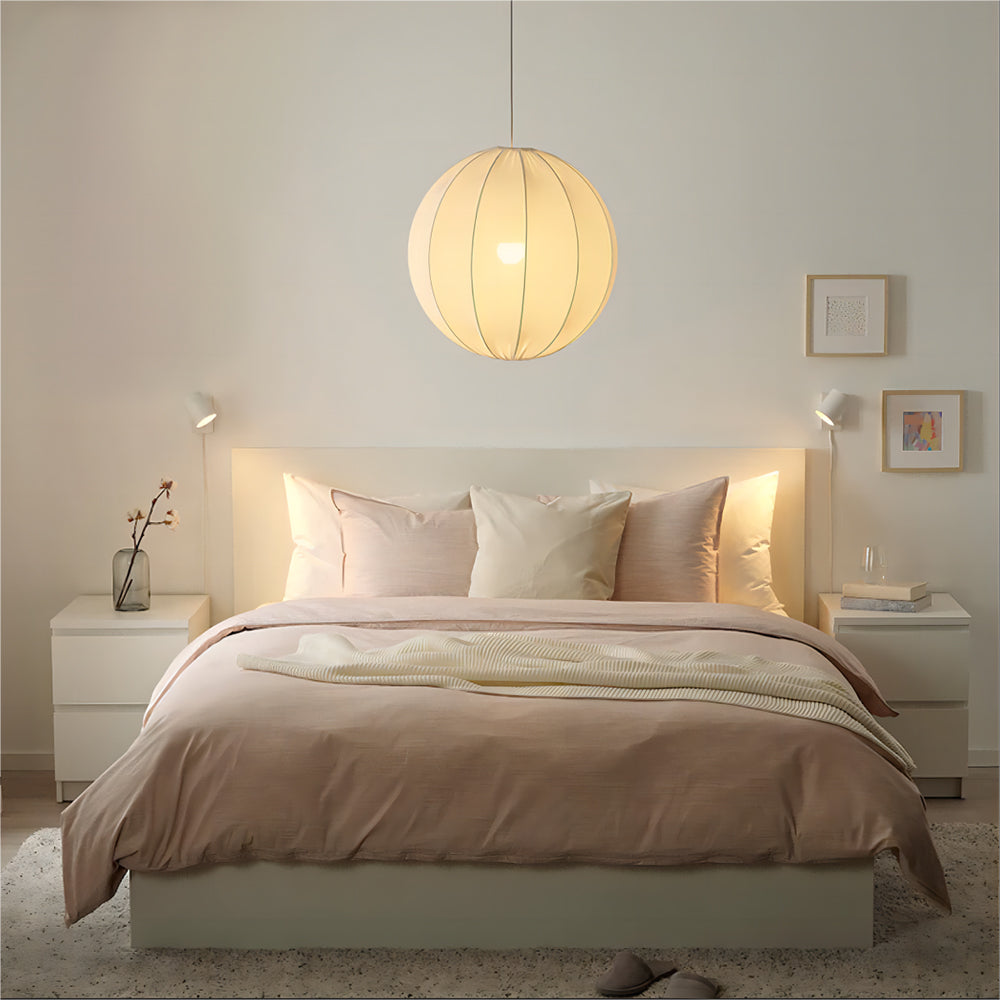 Ritta Modern Minimalist Kugel Pendelleuchte aus Metall/Stoff, Weiß