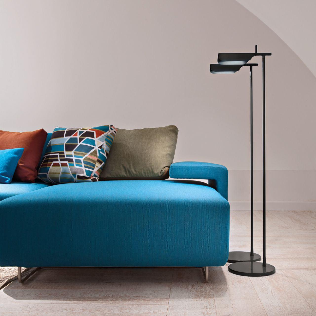 Arisha Stehleuchte Rechtwinklig Linear Minimalistisch, Metall, Schwarz, Wohnzimmer