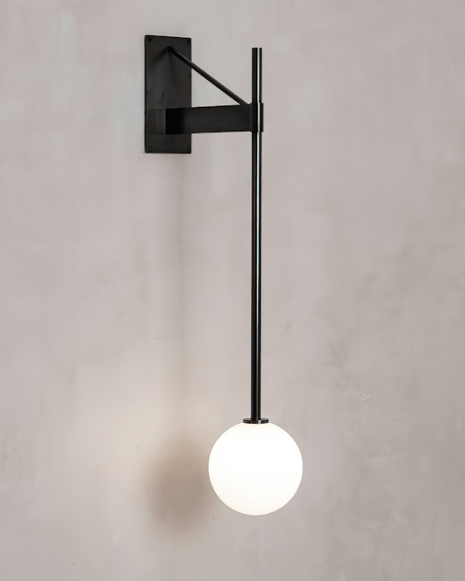 Wandleuchte Metall Stab Glas Globus Minimal Leuchte Nachttisch-Letslighting