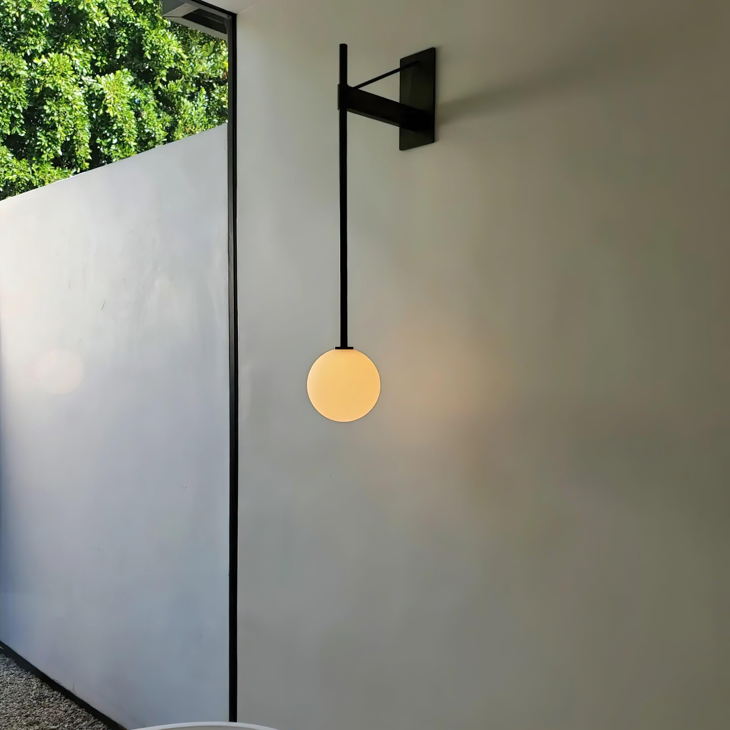 Wandleuchte Metall Stab Glas Globus Minimal Leuchte Nachttisch-Letslighting