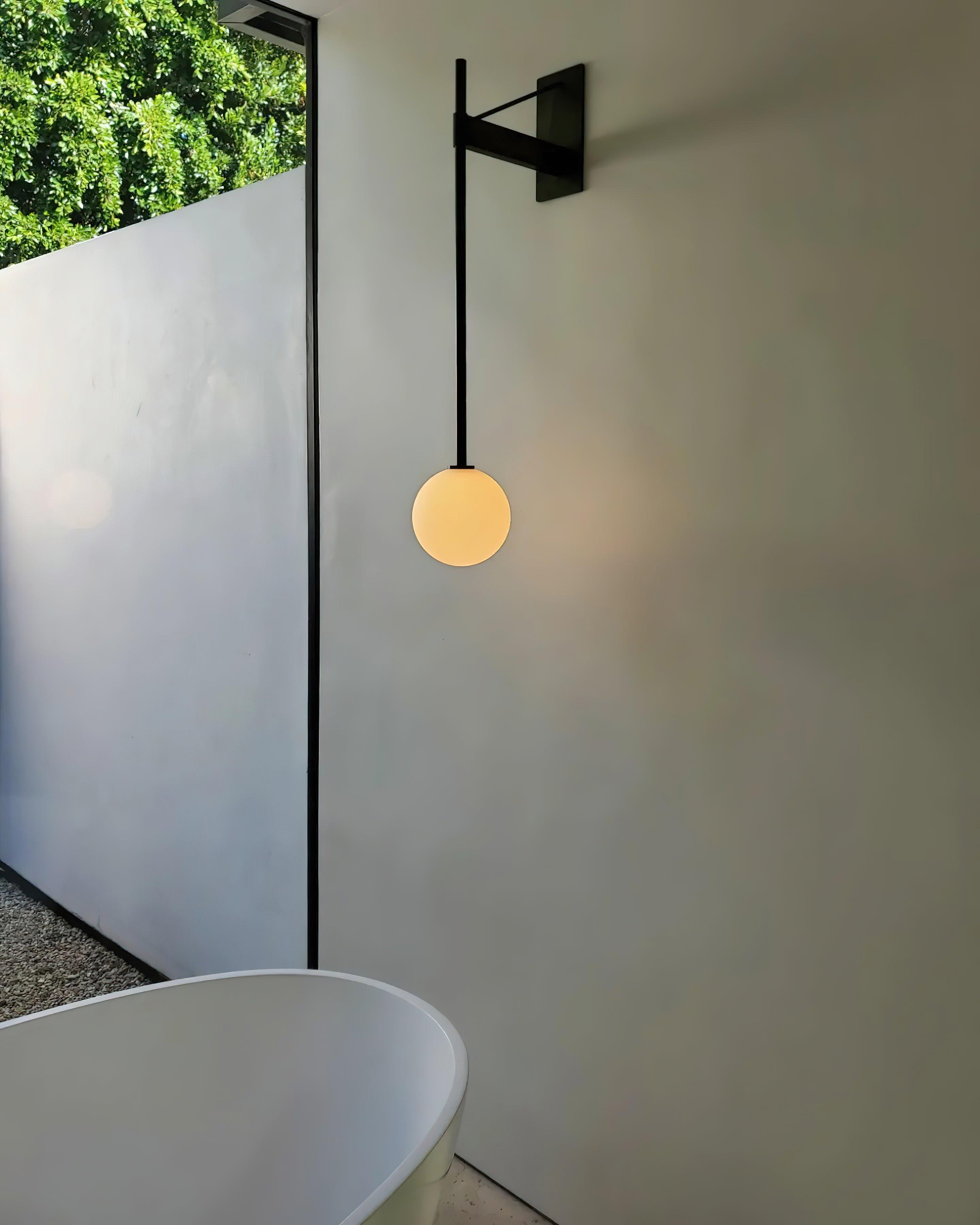 Wandleuchte Metall Stab Glas Globus Minimal Leuchte Nachttisch-Letslighting
