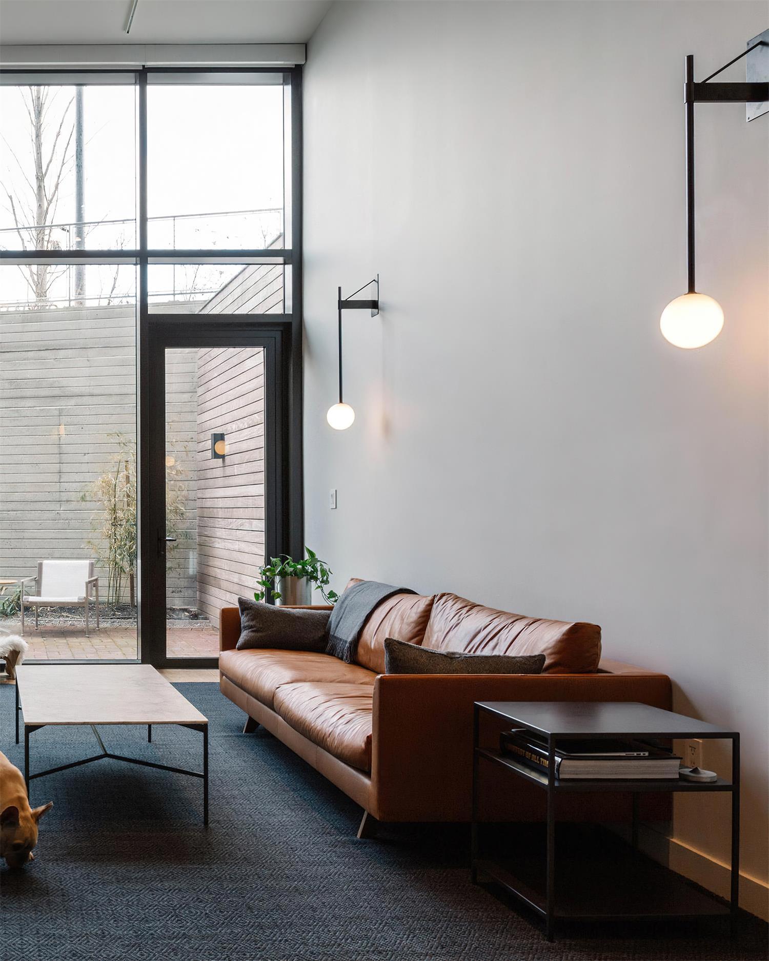 Wandleuchte Metall Stab Glas Globus Minimal Leuchte Nachttisch-Letslighting