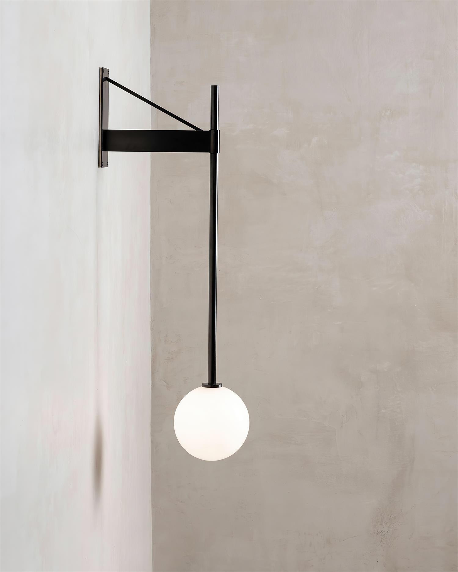 Wandleuchte Metall Stab Glas Globus Minimal Leuchte Nachttisch-Letslighting