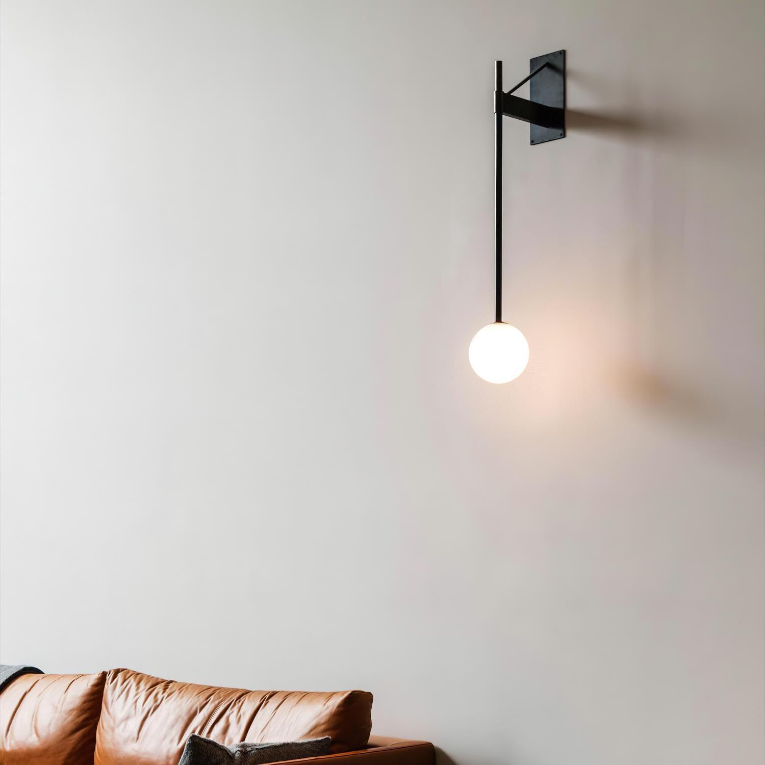 Wandleuchte Metall Stab Glas Globus Minimal Leuchte Nachttisch-Letslighting