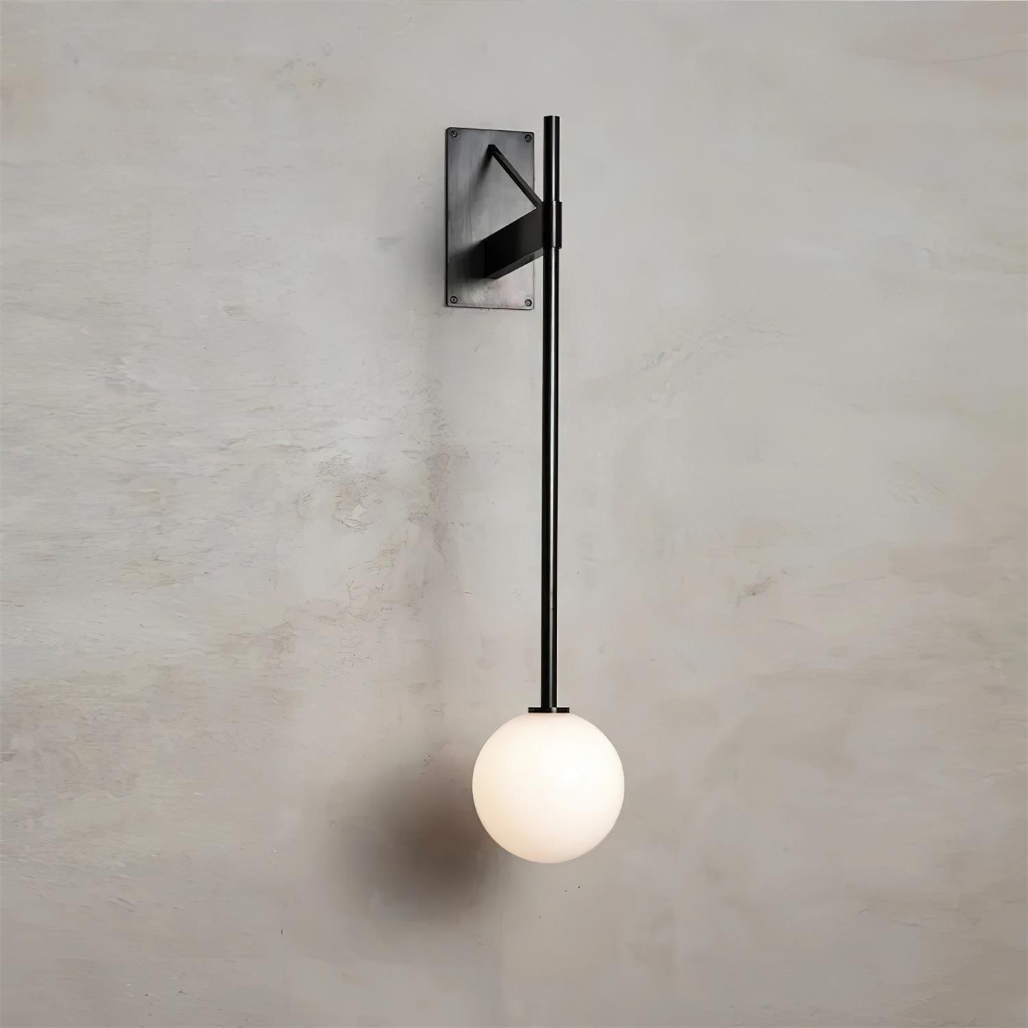 Wandleuchte Metall Stab Glas Globus Minimal Leuchte Nachttisch-Letslighting