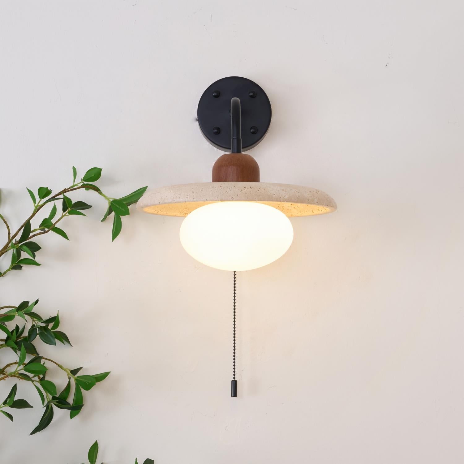 Solaro Travertine Wall Light Pull Chain Switch - Letslighting