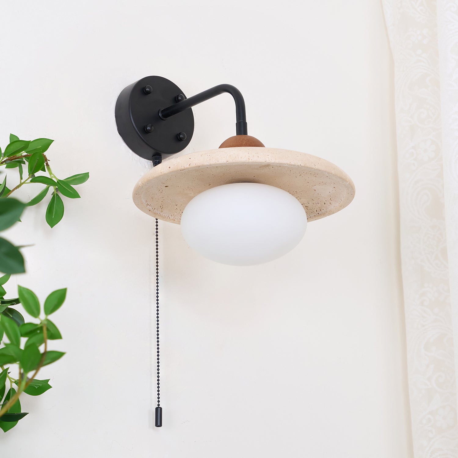 Solaro Travertine Wall Light Pull Chain Switch - Letslighting