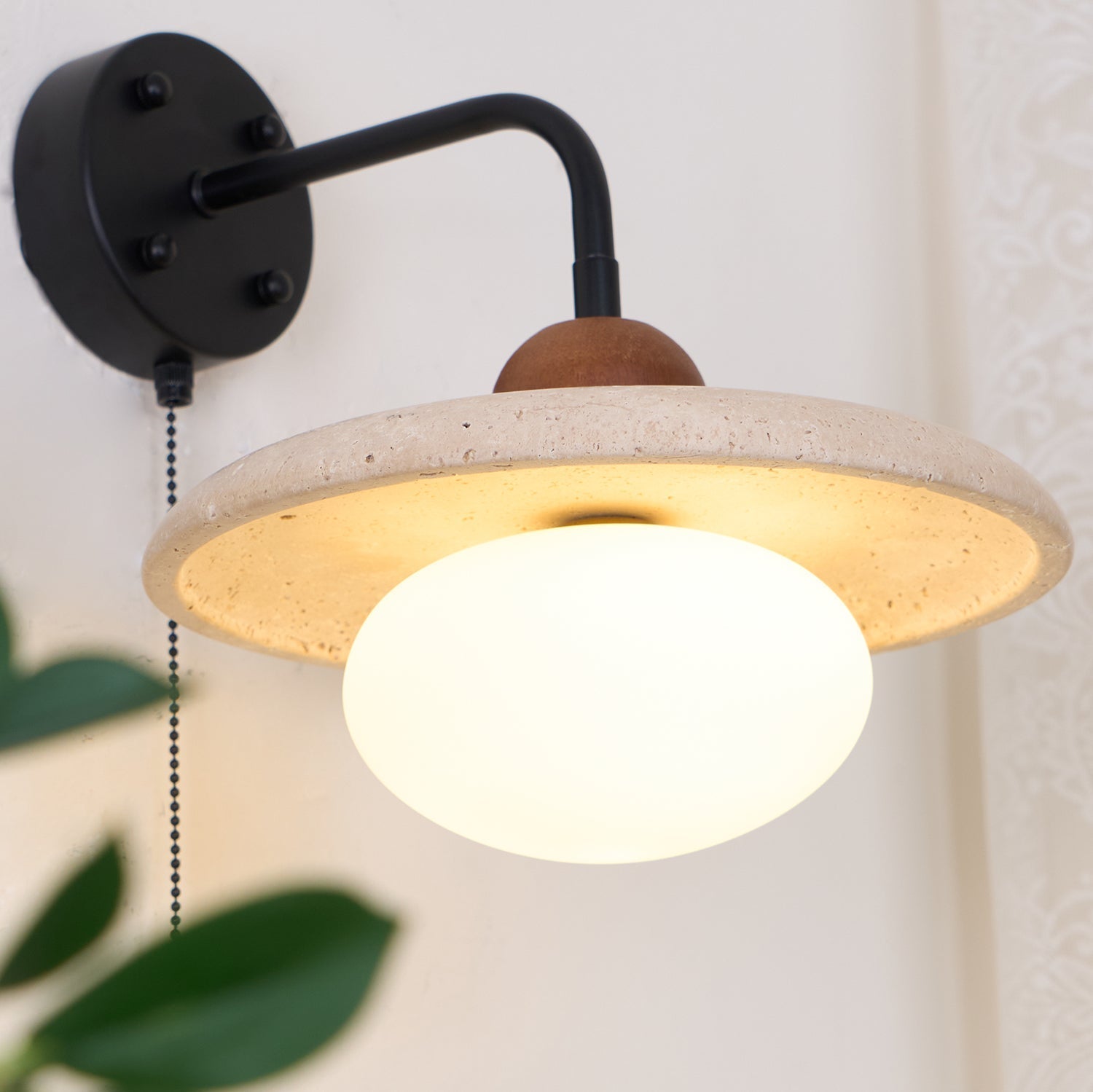 Solaro Travertine Wall Light Pull Chain Switch - Letslighting