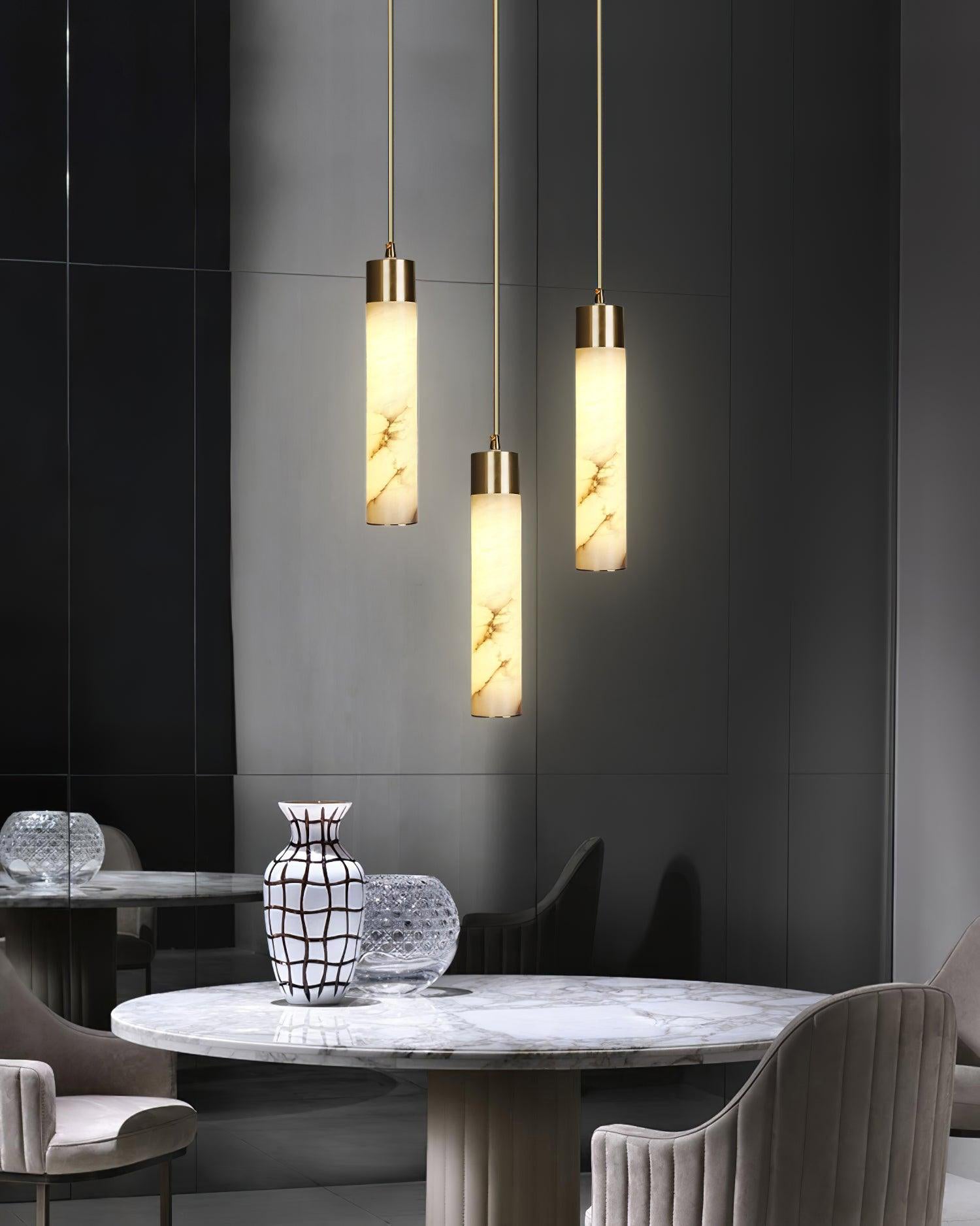 Ulzorila Cylinder Alabaster Pendant Light - Blowlighting