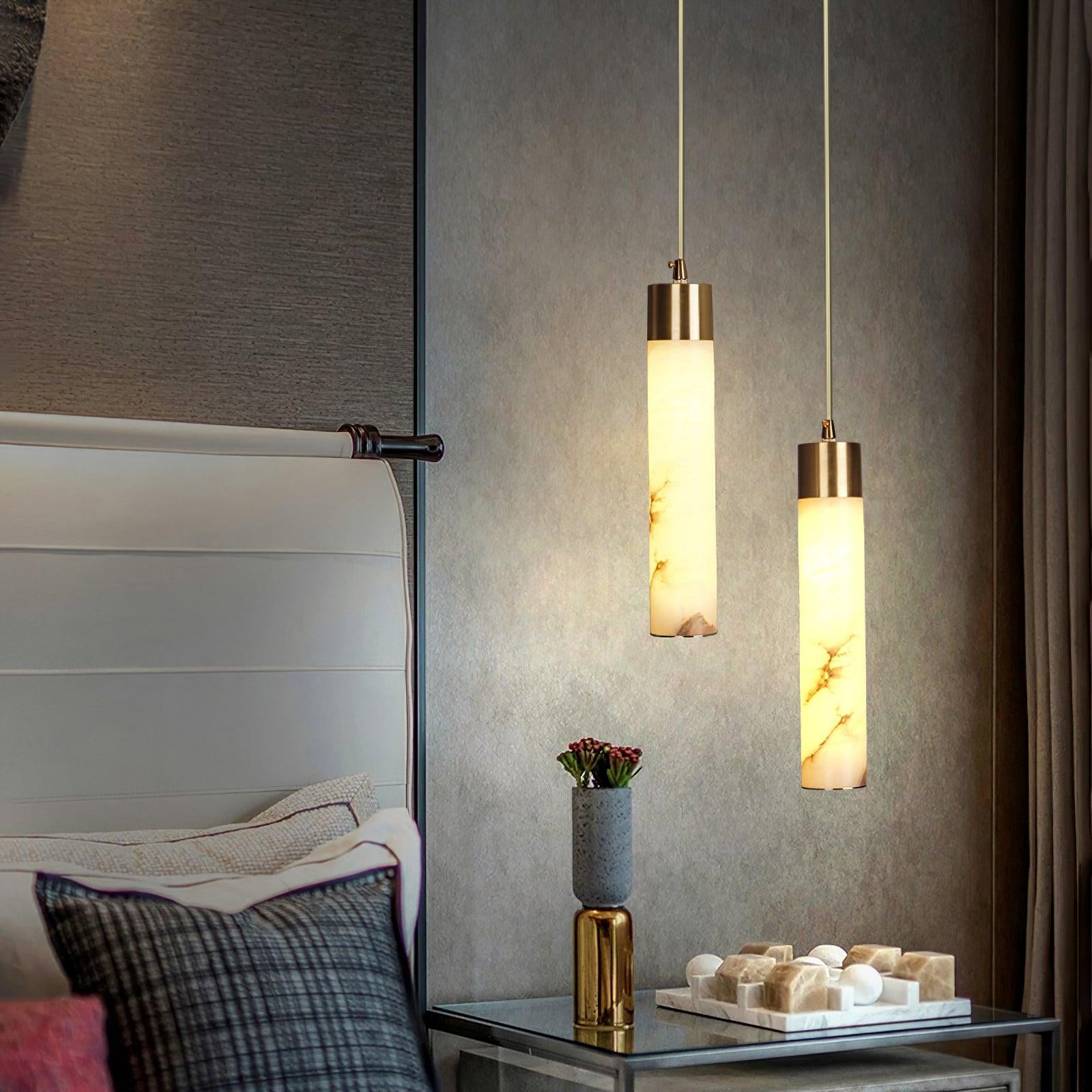 Ulzorila Cylinder Alabaster Pendant Light - Blowlighting