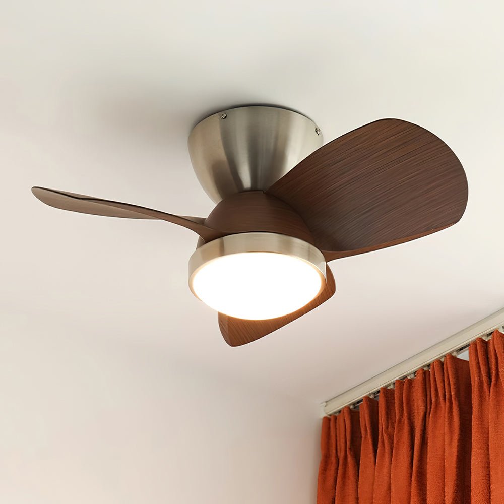 Nahaufnahme der Ventra Deckenventilatorleuchte mit Metallrahmen und Acrylschirm