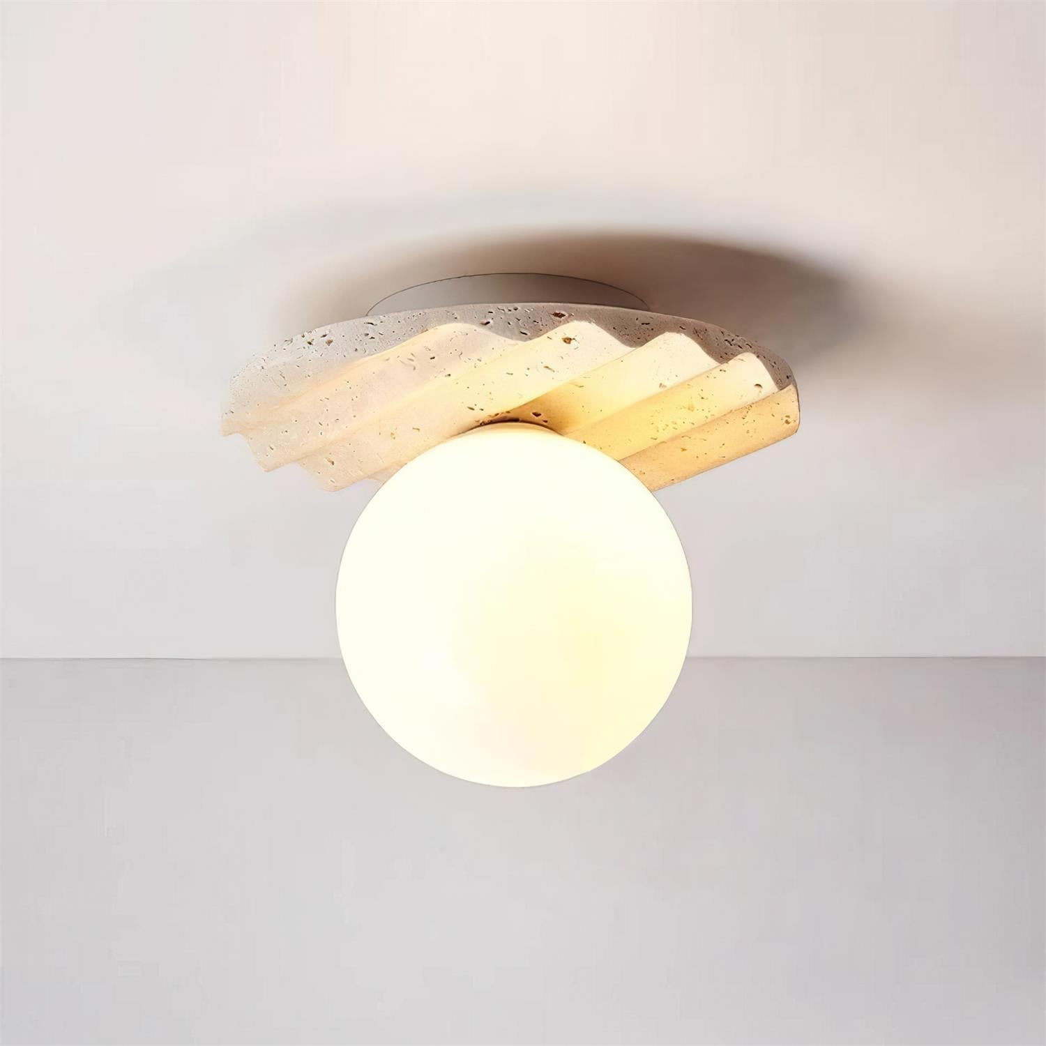Ritta Ceiling Light Travertine Glass - Letslighting