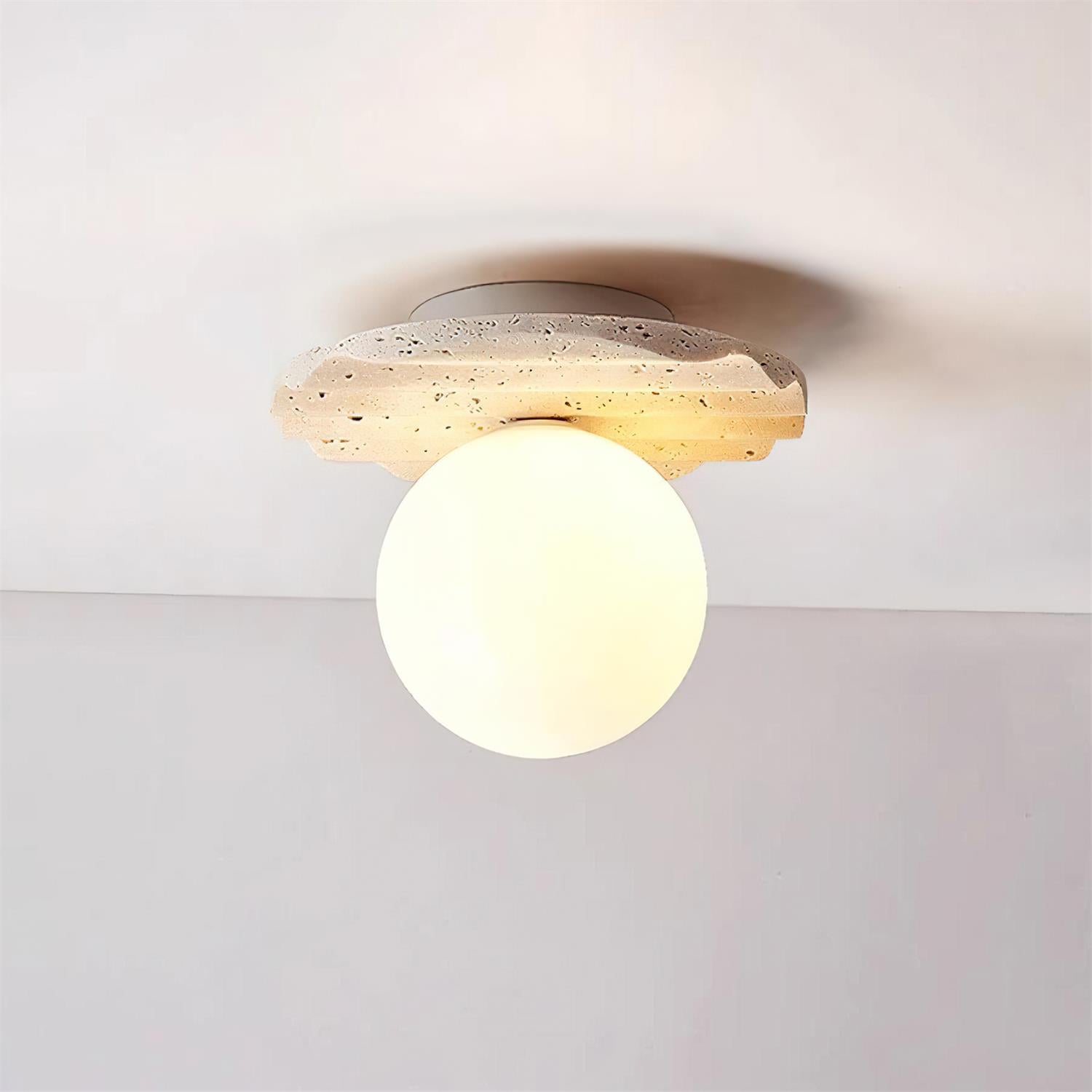 Ritta Ceiling Light Travertine Glass - Letslighting