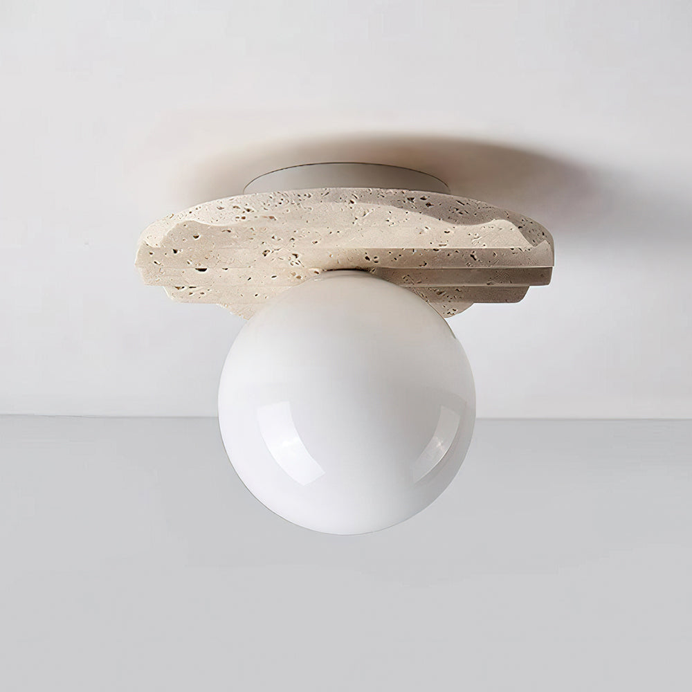 Ritta Ceiling Light Travertine Glass - Letslighting