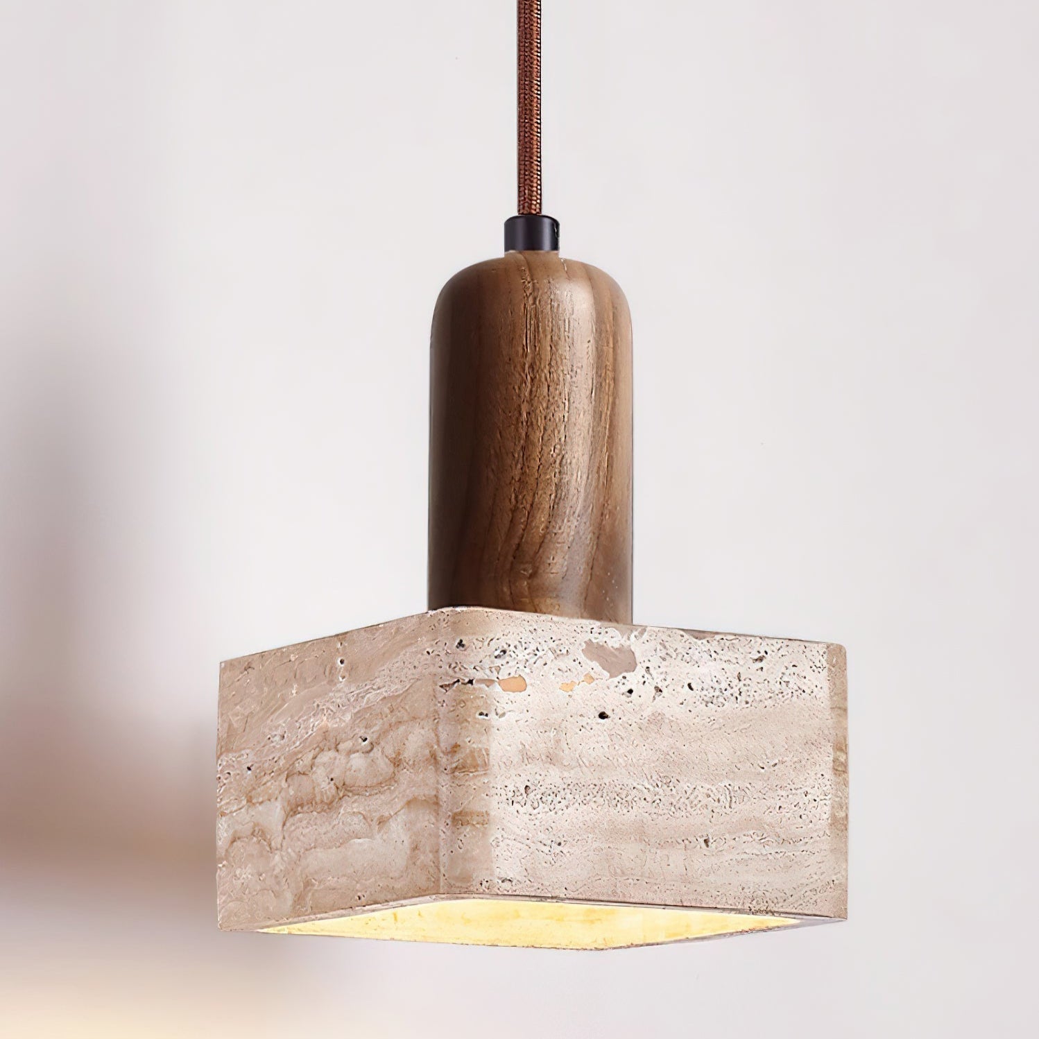 Ritta Square Travertine Pendant Light - Letslighting