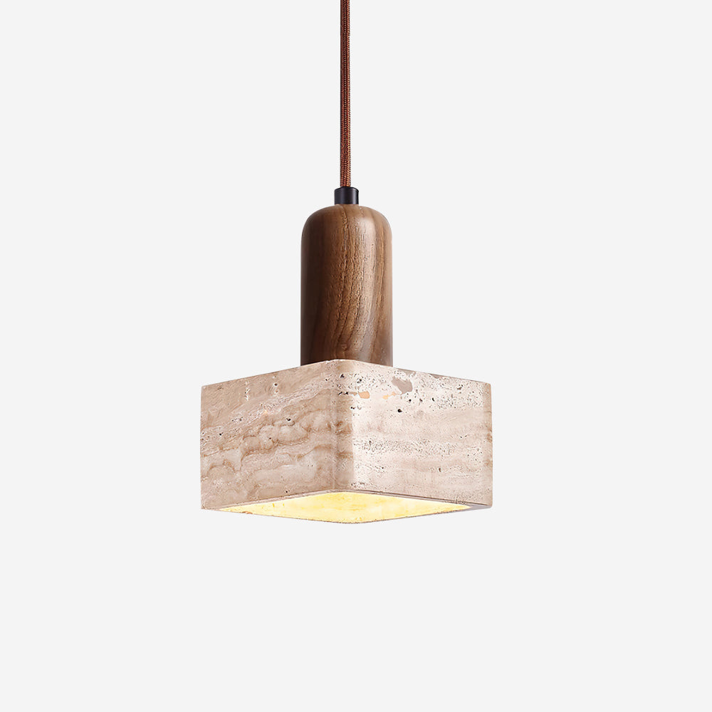 Ritta Square Travertine Pendant Light - Letslighting