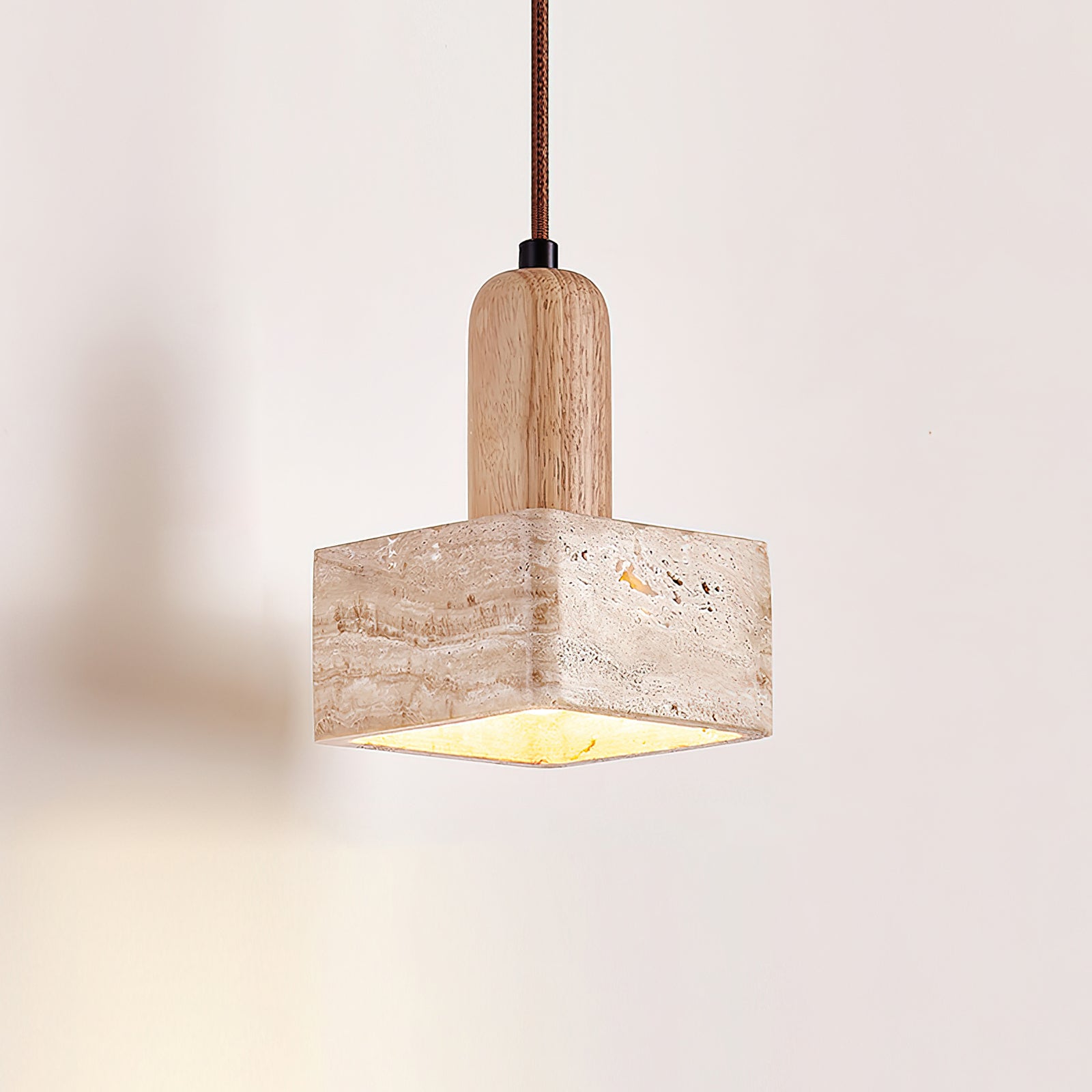 Ritta Square Travertine Pendant Light - Letslighting
