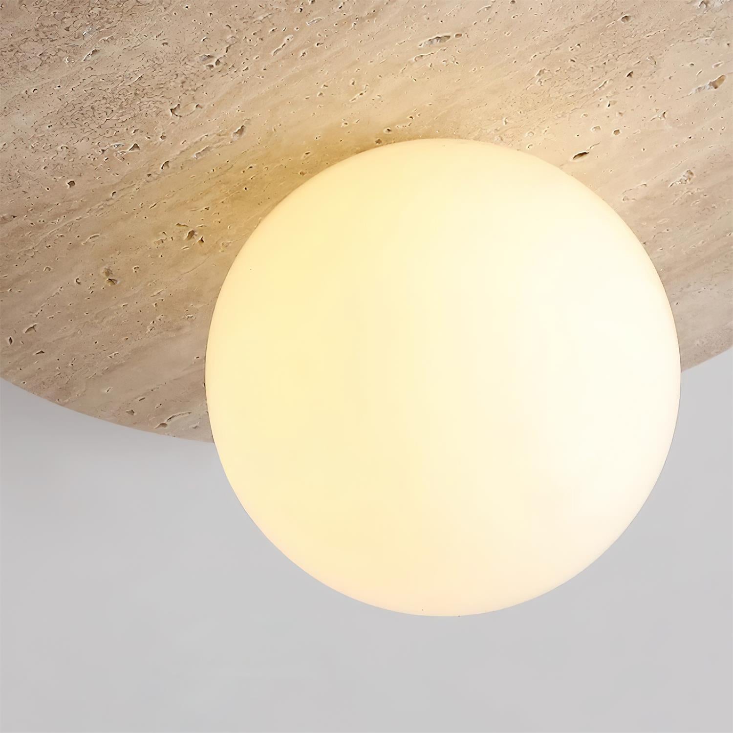 Ceiling Light Travertine Disc with Glass Globe Cozy - Letslighting