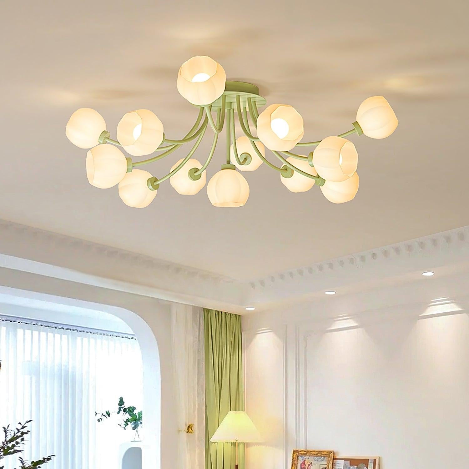 Florina Deckenleuchte aus Glas mit Blumenmotiv-Letslighting