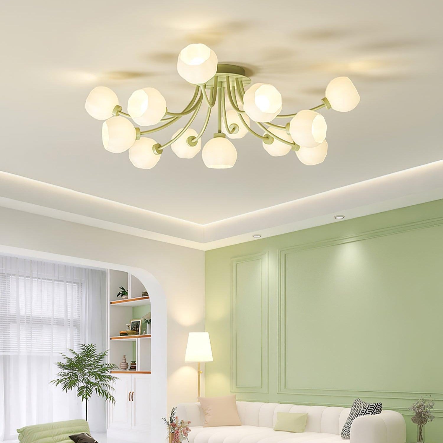 Florina Deckenleuchte aus Glas mit Blumenmotiv-Letslighting
