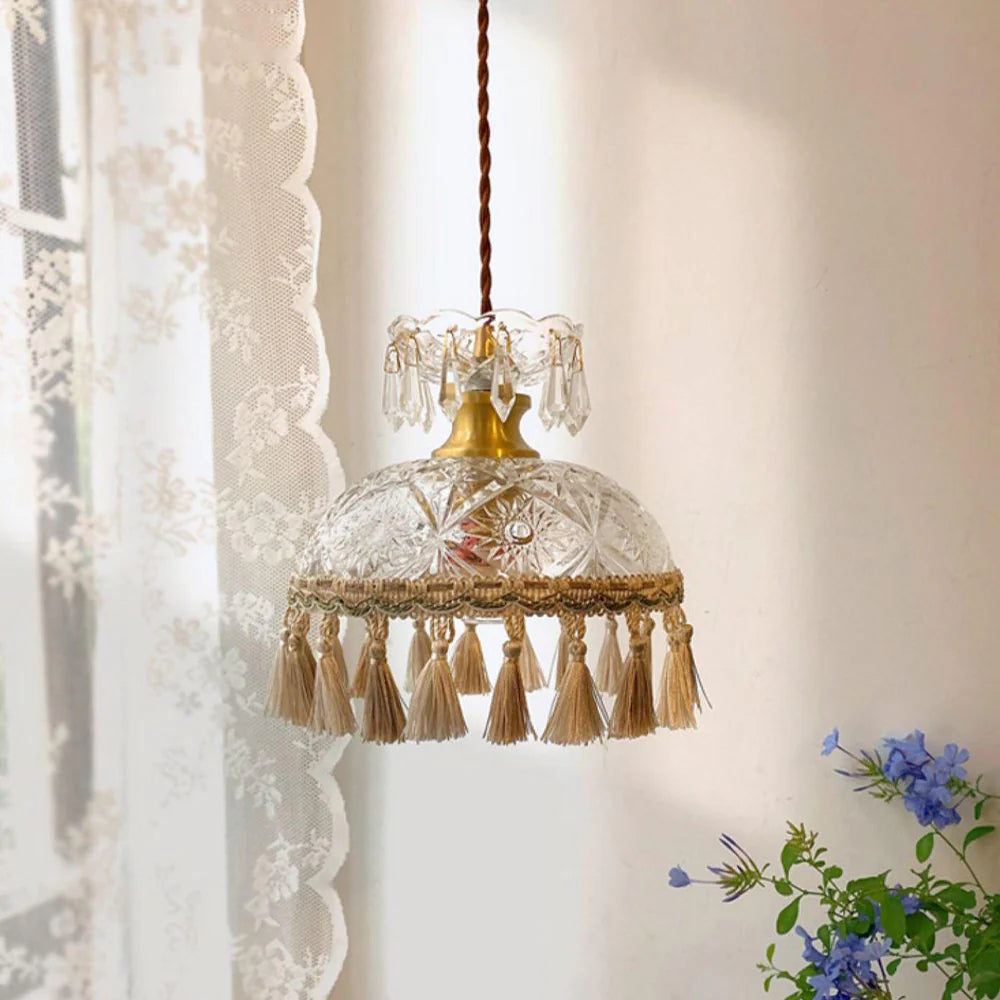 Arisha French Vintage LED Pendelleuchte Glas Schlaf/Wohnzimmer