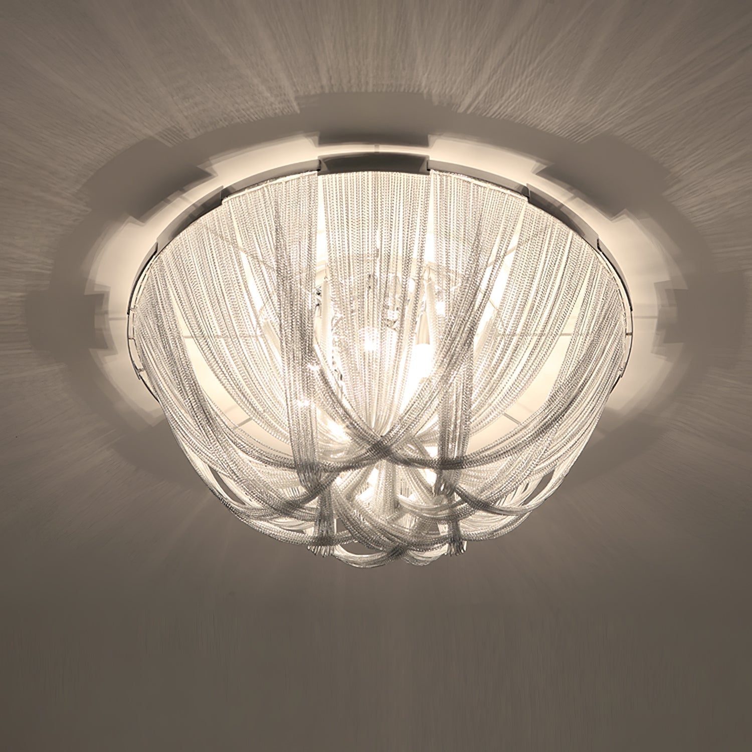 Lustra Deckenleuchte Quaste Aluminium Kette Nickel Rahmen-Letslighting
