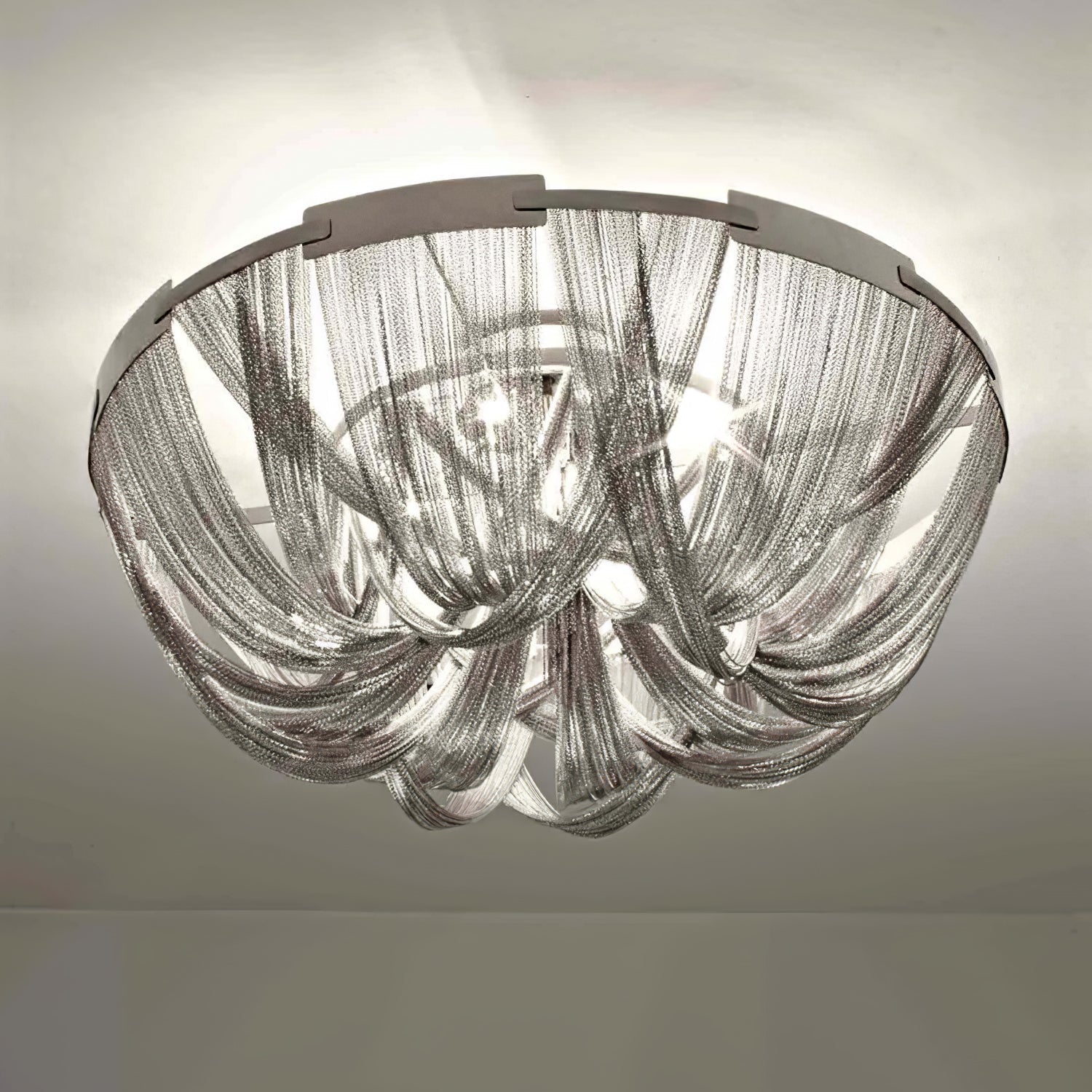 Lustra Deckenleuchte Quaste Aluminium Kette Nickel Rahmen-Letslighting