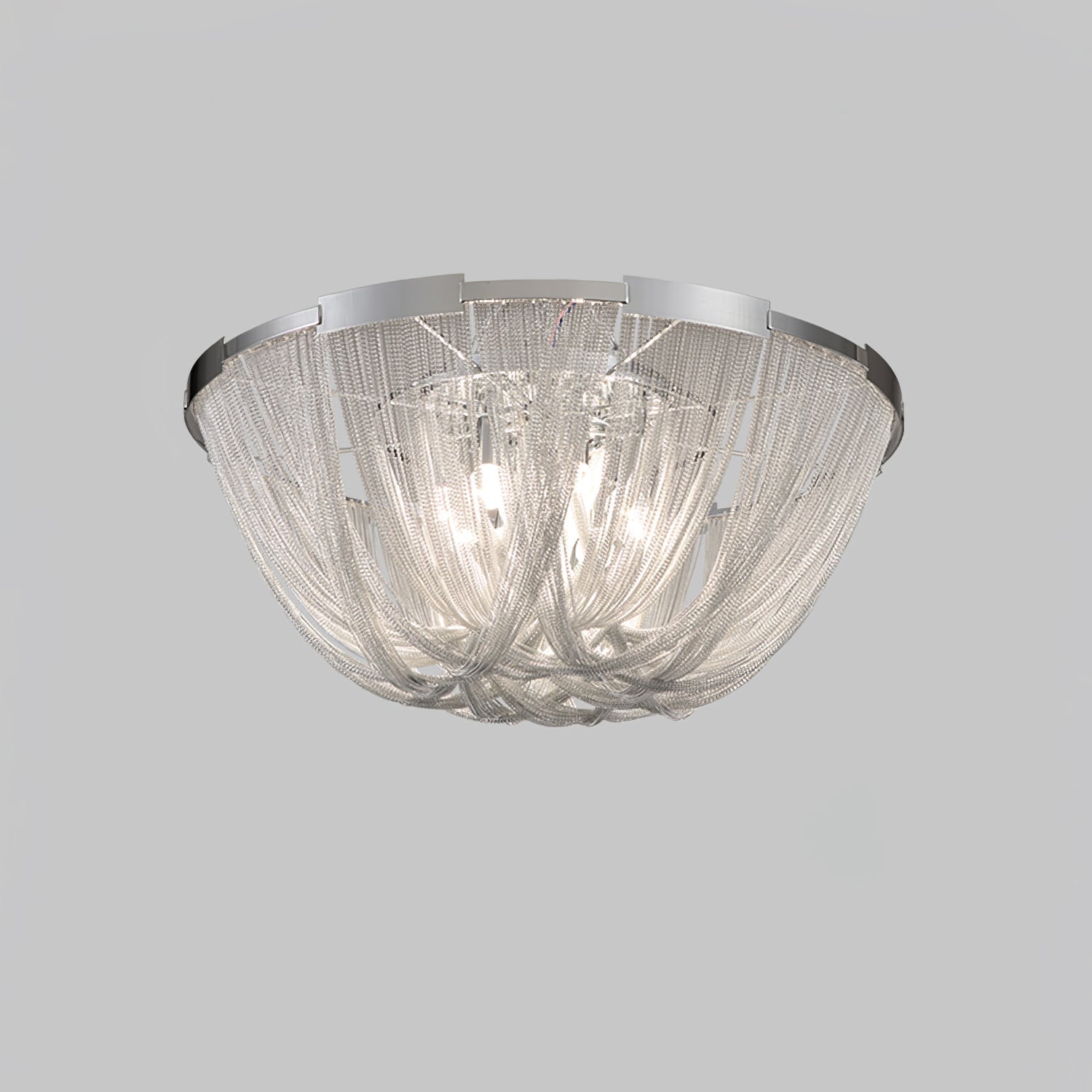 Lustra Deckenleuchte Quaste Aluminium Kette Nickel Rahmen-Letslighting