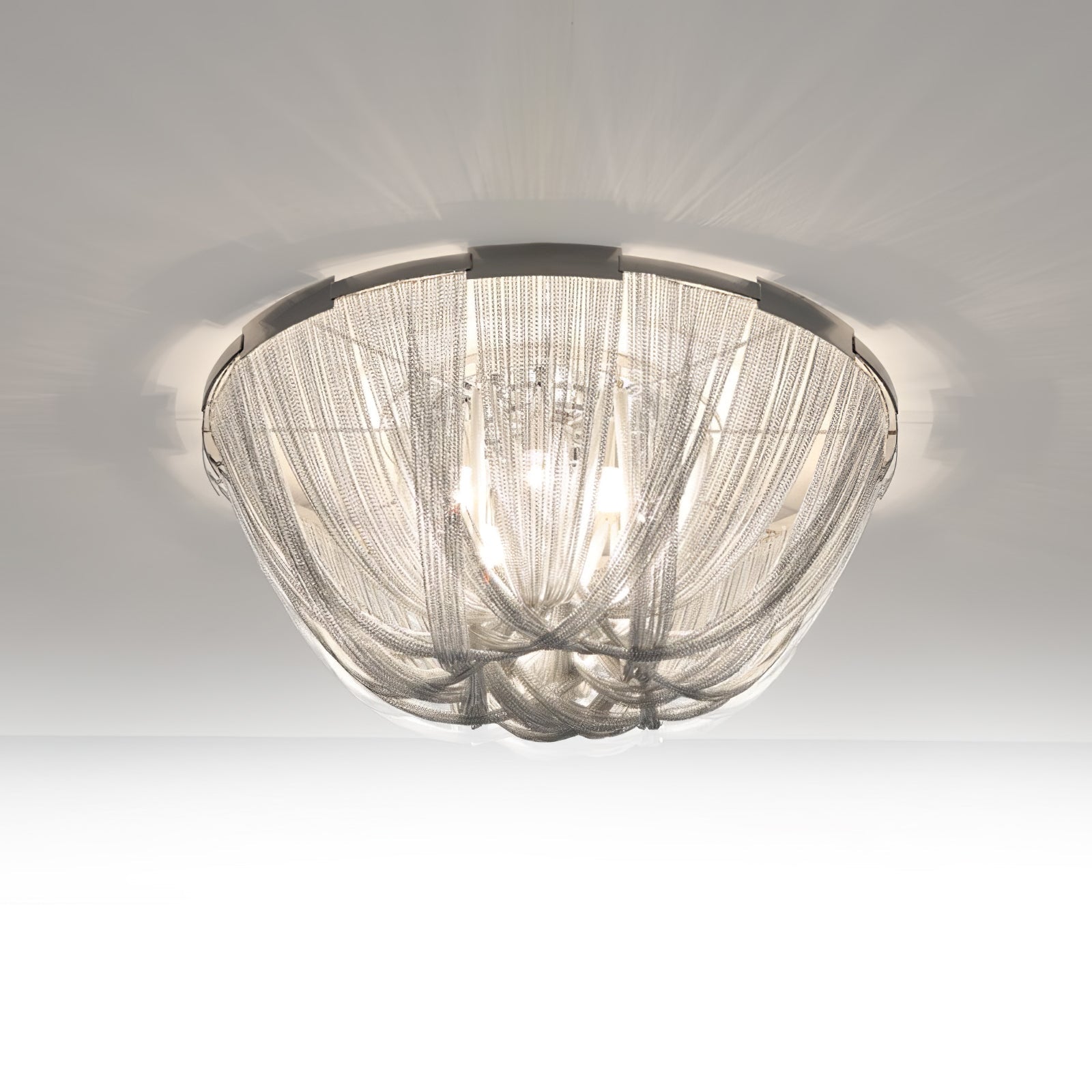 Lustra Deckenleuchte Quaste Aluminium Kette Nickel Rahmen-Letslighting
