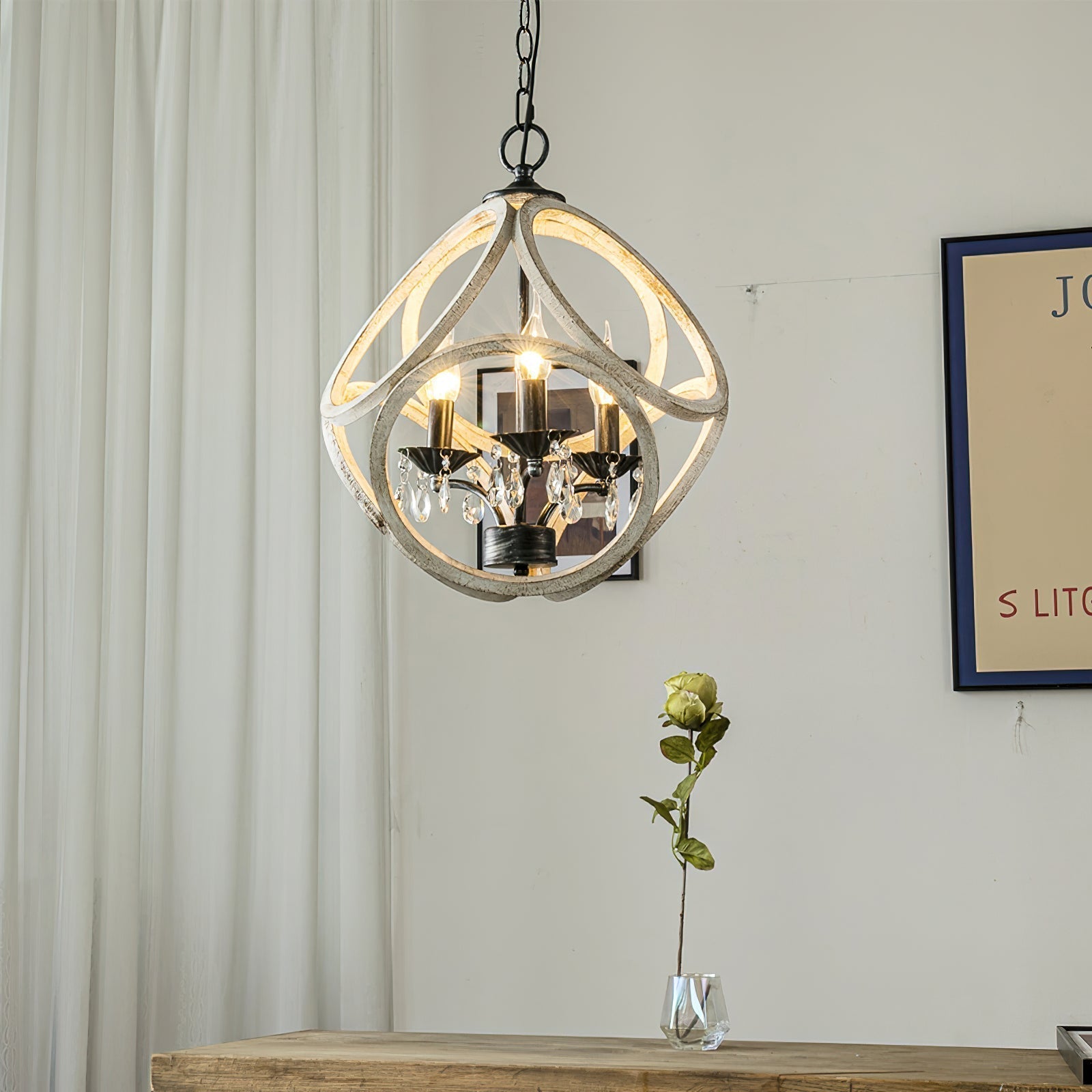Viraearae Nordisch Kristall Holz Pendelleuchte-Letslighting