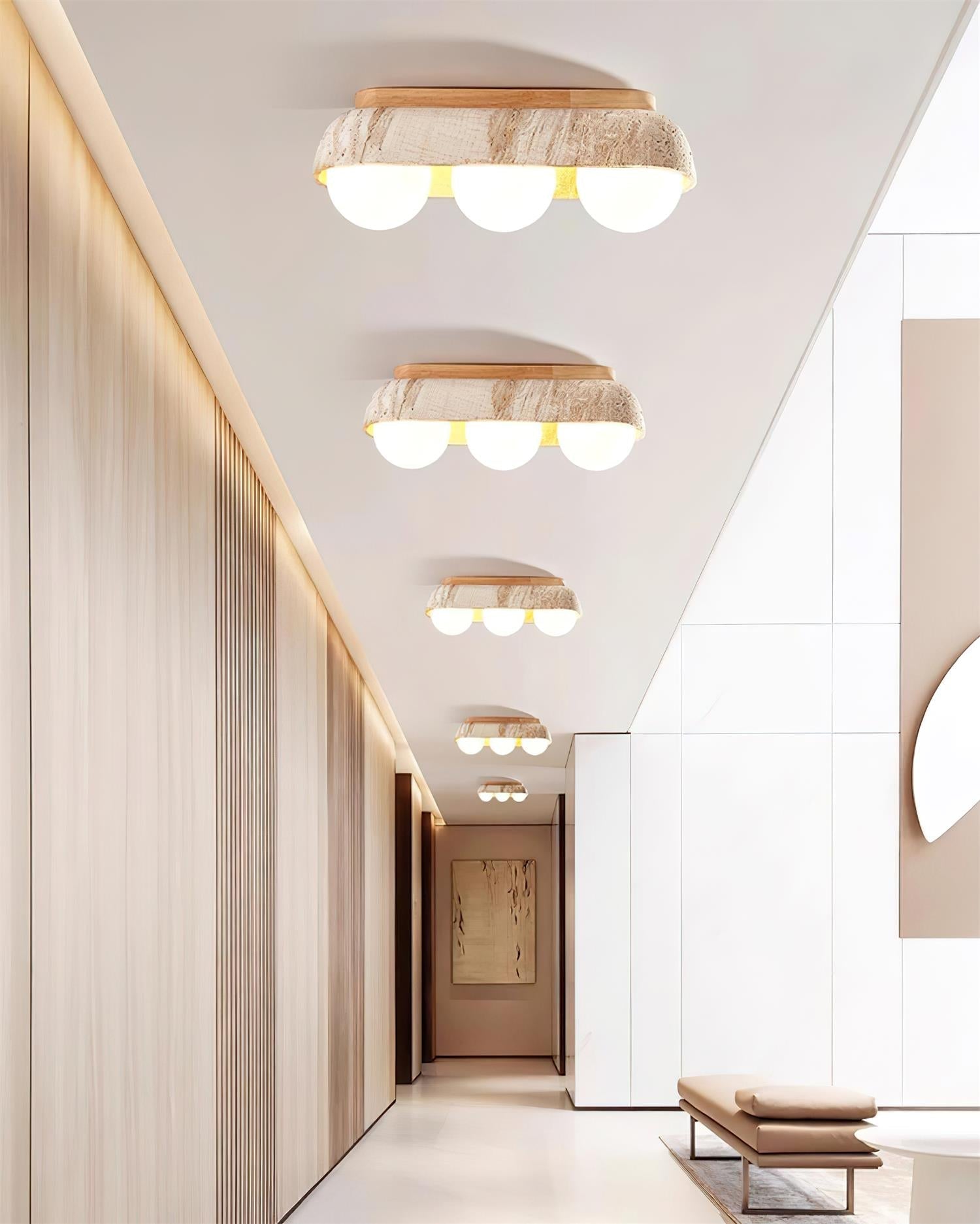 Ritta Ceiling Light Travertine Rectangular - Letslighting