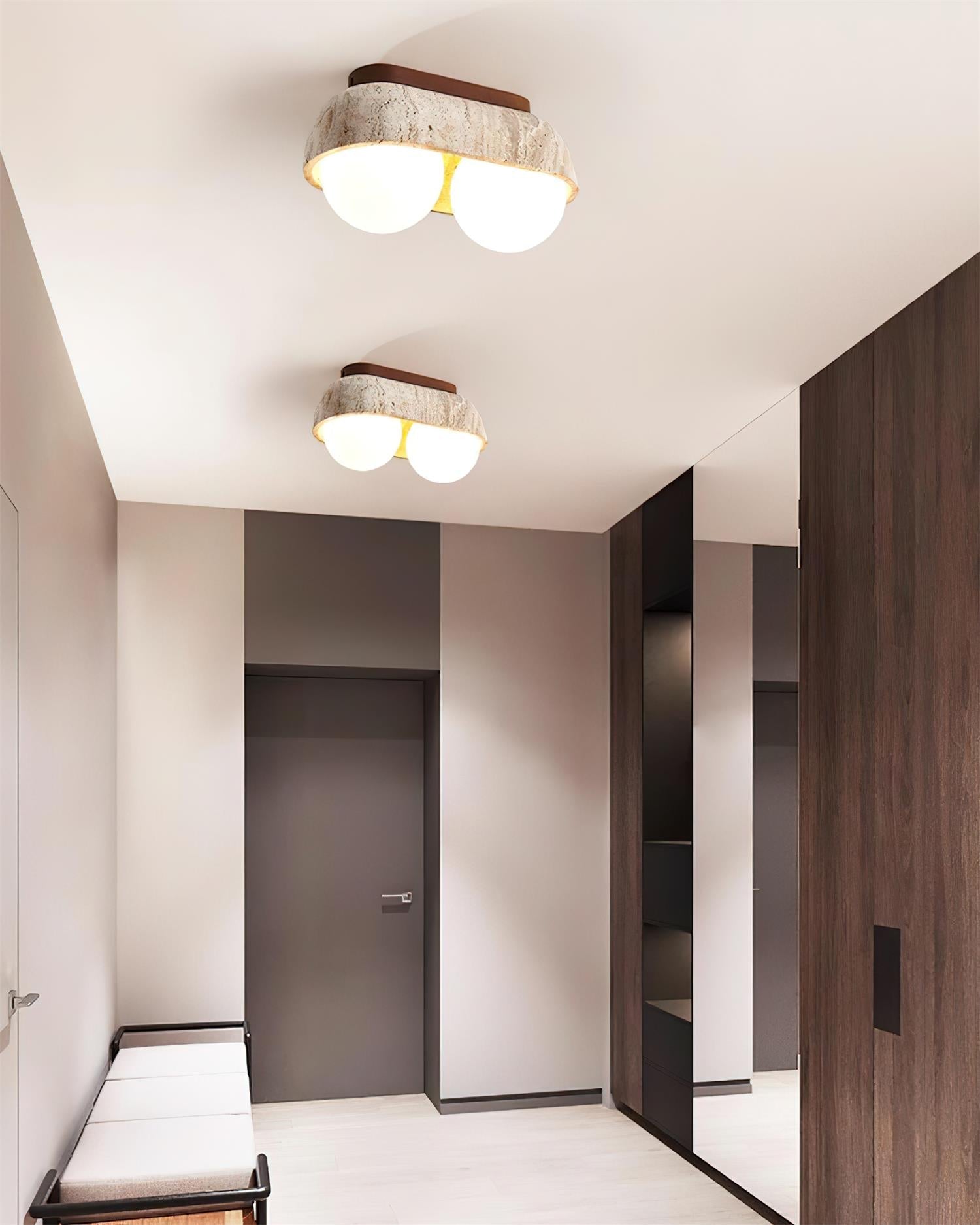 Ritta Ceiling Light Travertine Rectangular - Letslighting