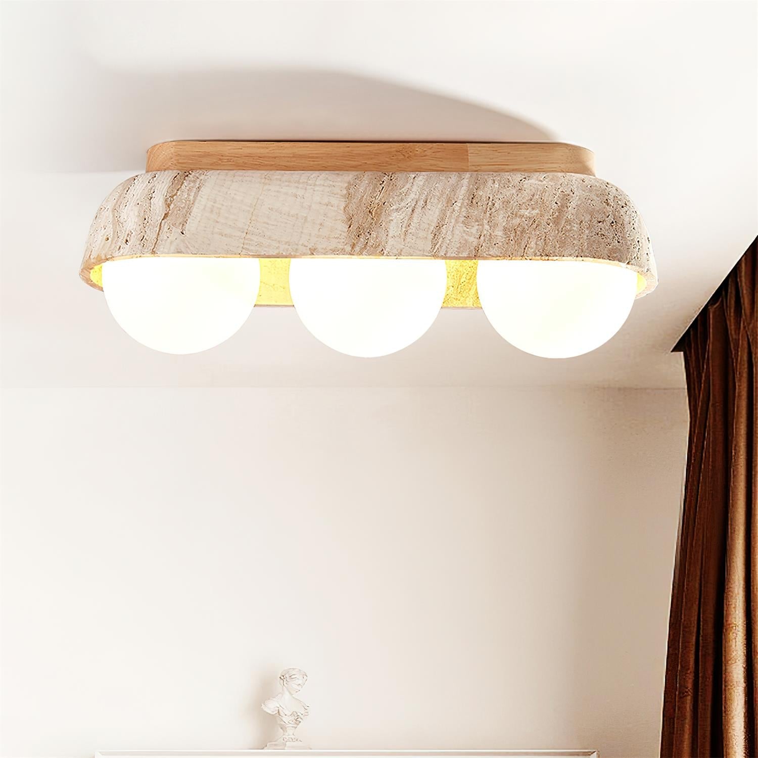 Ritta Ceiling Light Travertine Rectangular - Letslighting