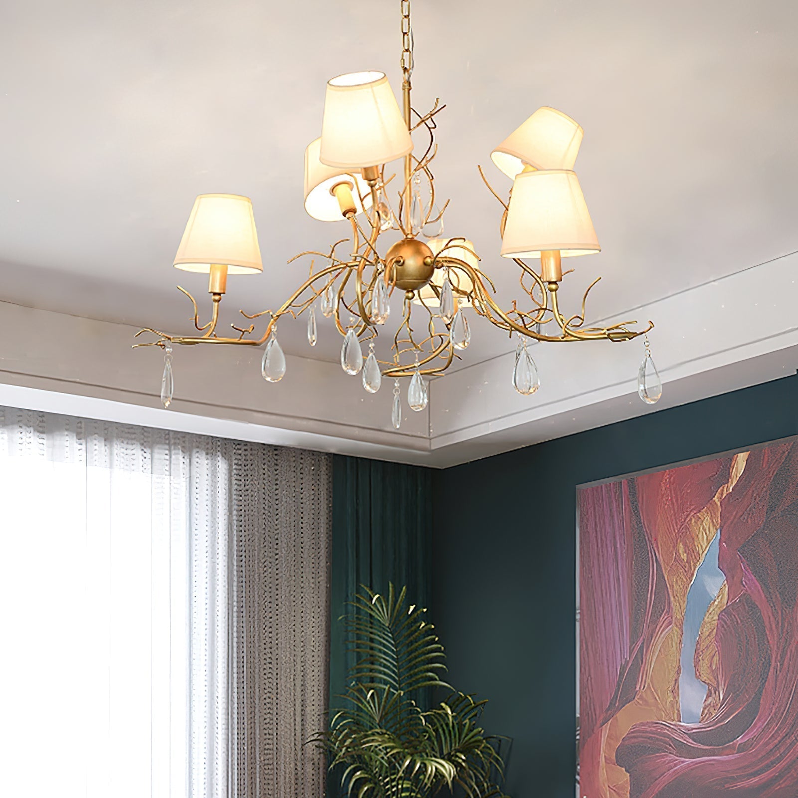 Olsolan Postmoderner Luxus-Kristall-Kronleuchter aus Stoff-Letslighting