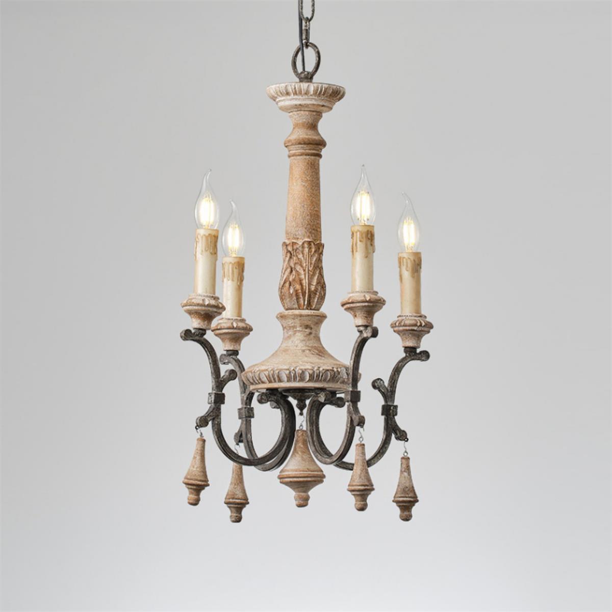 Myphaor Industrieller Vintage Kronleuchter aus Holz-Letslighting