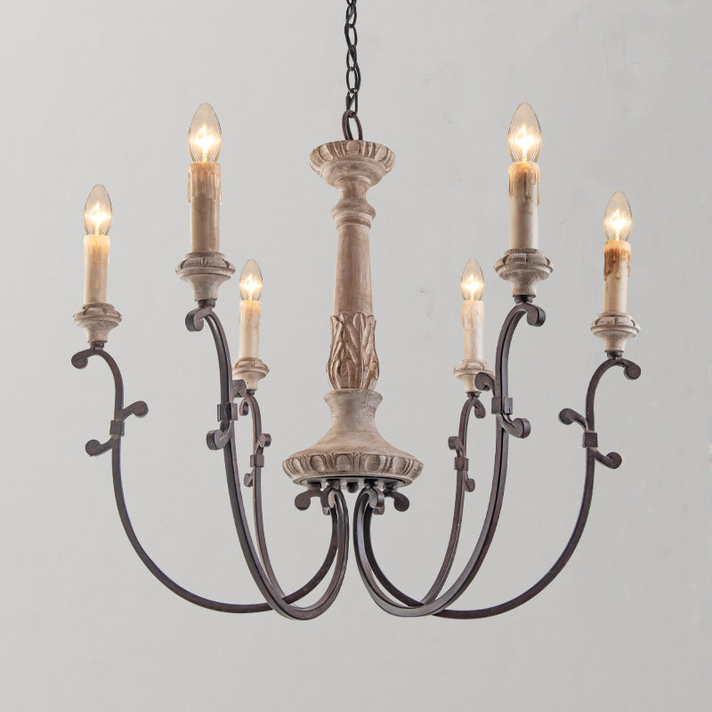 Myphaor Industrieller Vintage Kronleuchter aus Holz-Letslighting