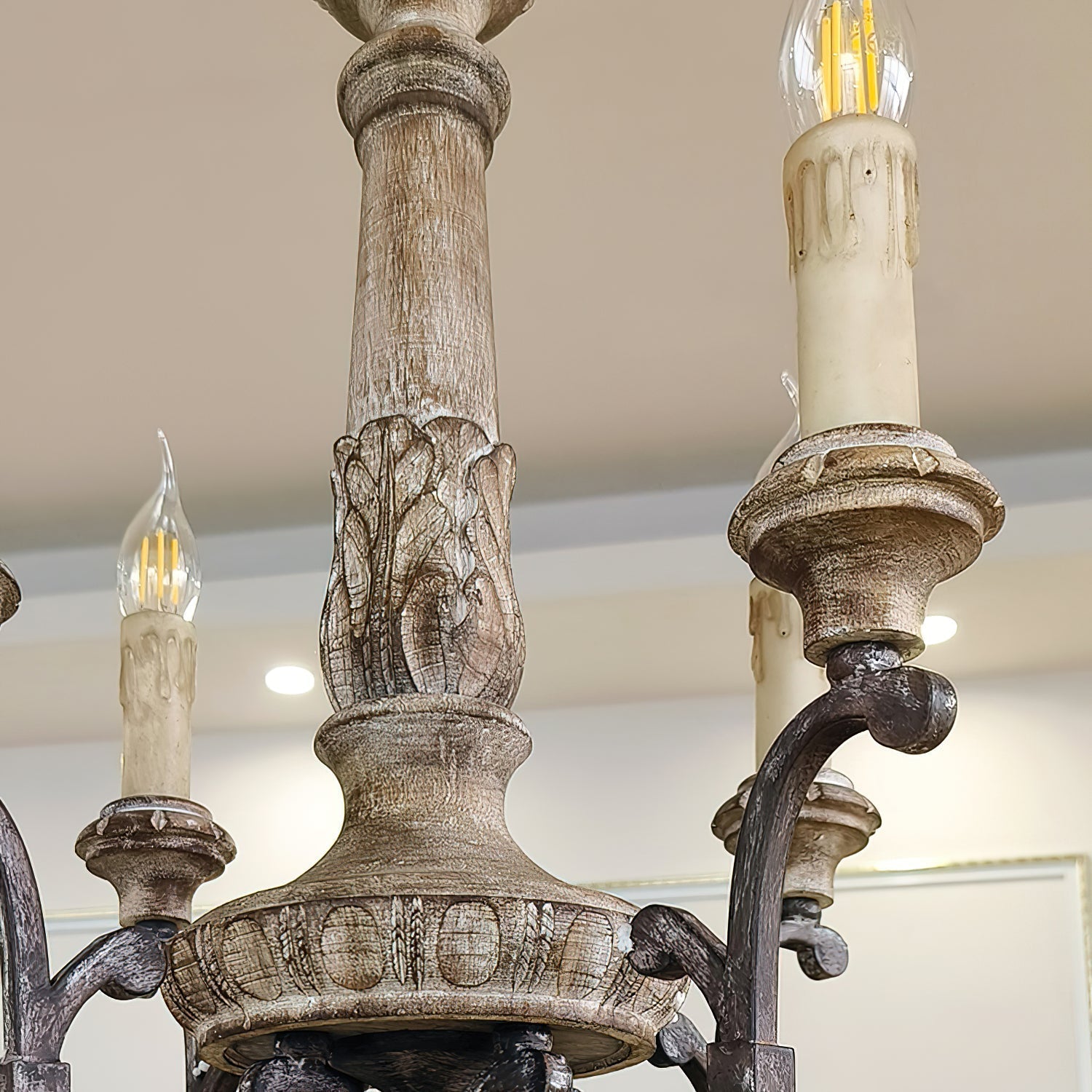 Myphaor Industrieller Vintage Kronleuchter aus Holz-Letslighting