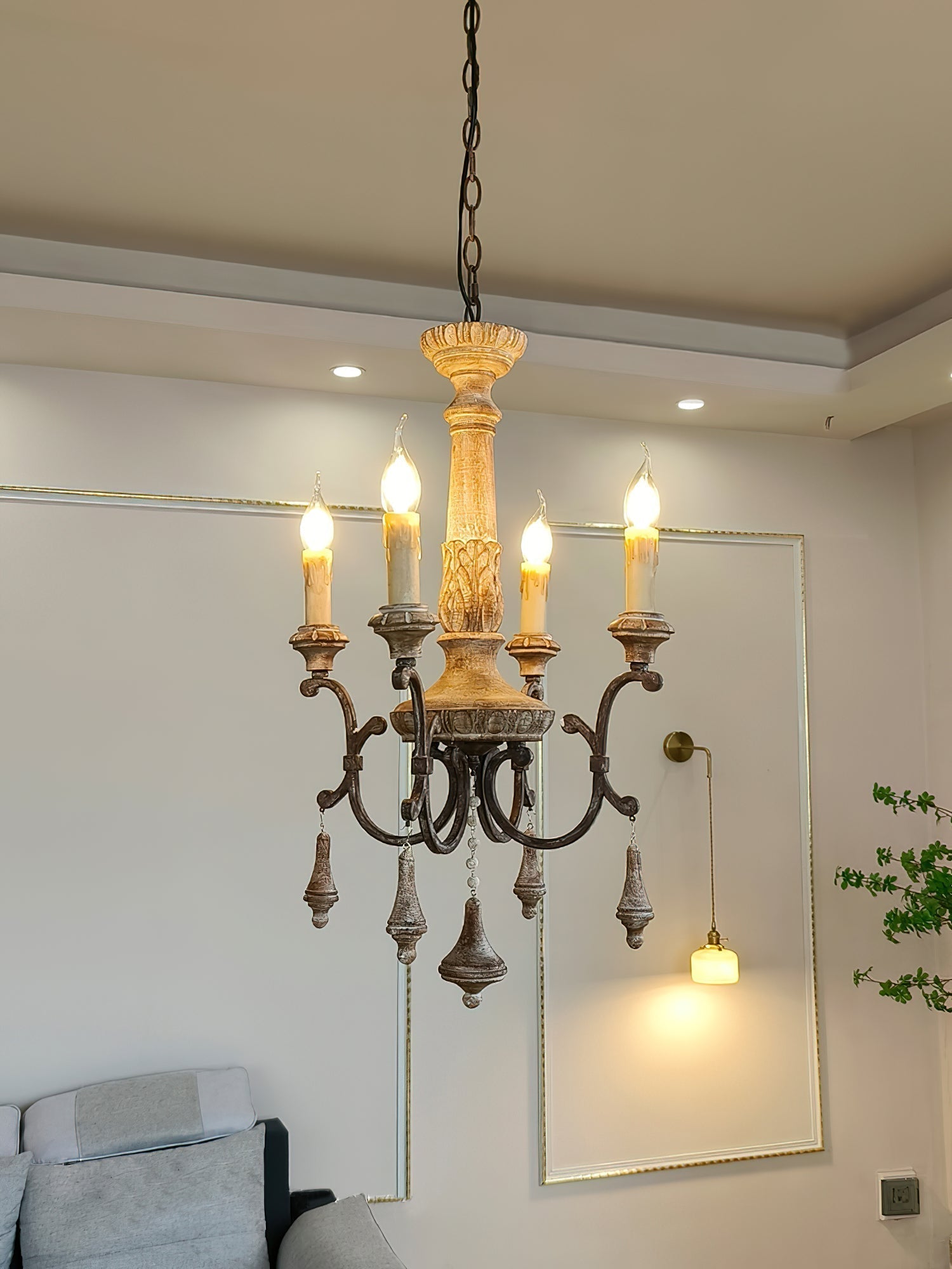 Myphaor Industrieller Vintage Kronleuchter aus Holz-Letslighting