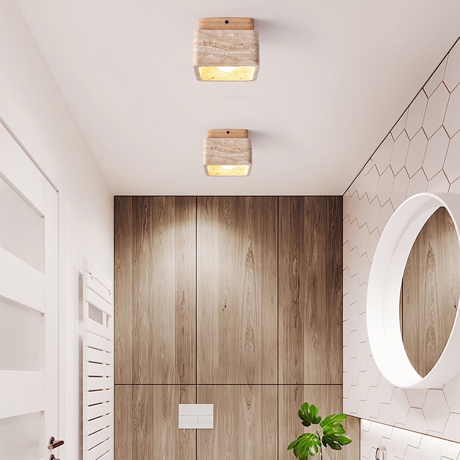 Alaearis Textured Travertine Ceiling Light - Neutralighting