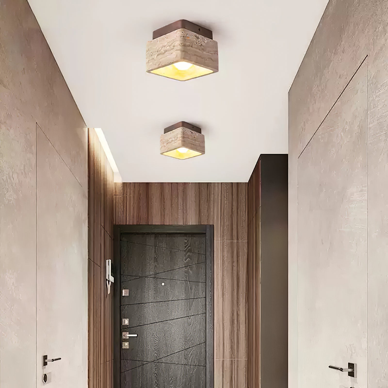 Alaearis Textured Travertine Ceiling Light - Neutralighting
