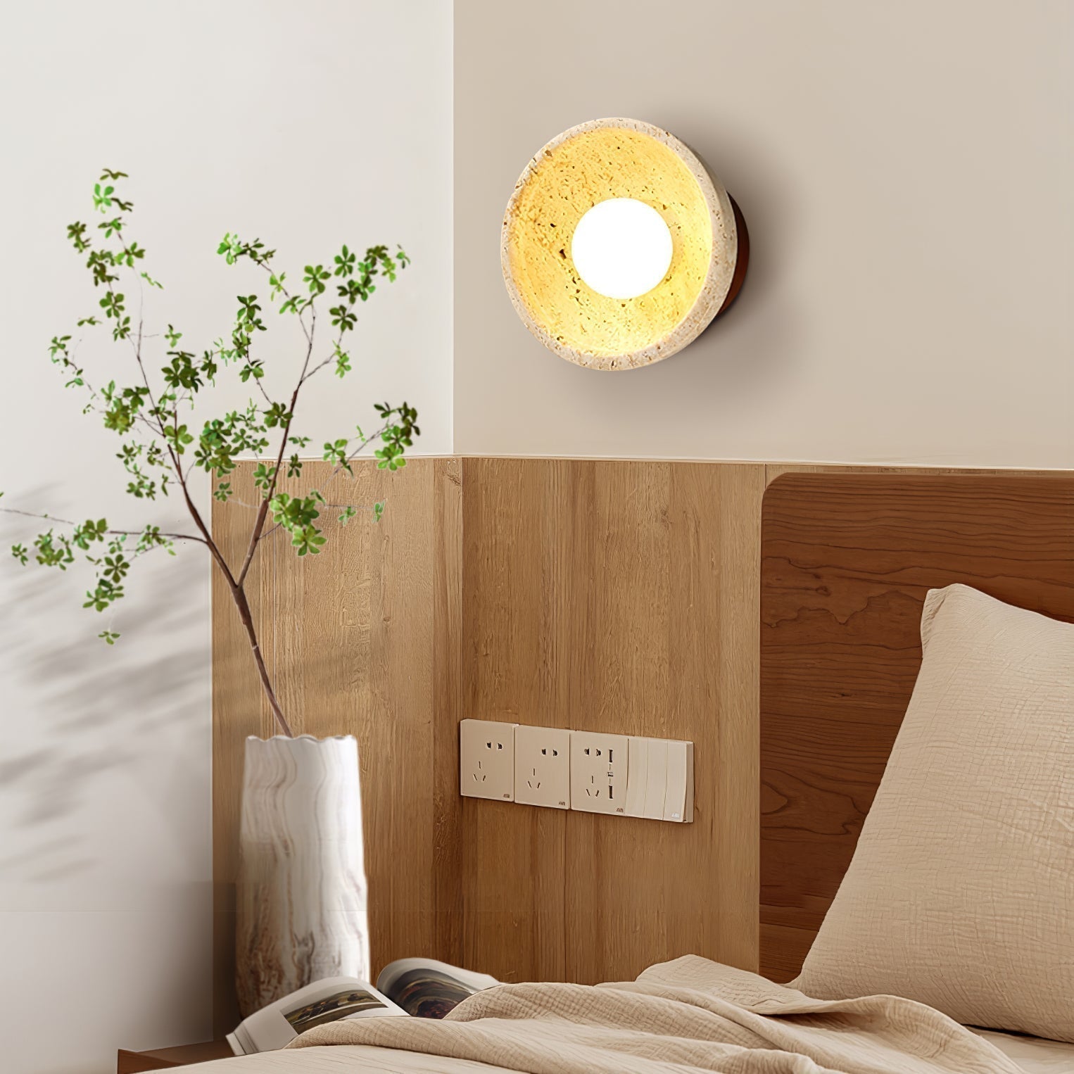 Vacaris Half-Dome Travertine Wall Light - Neutralighting