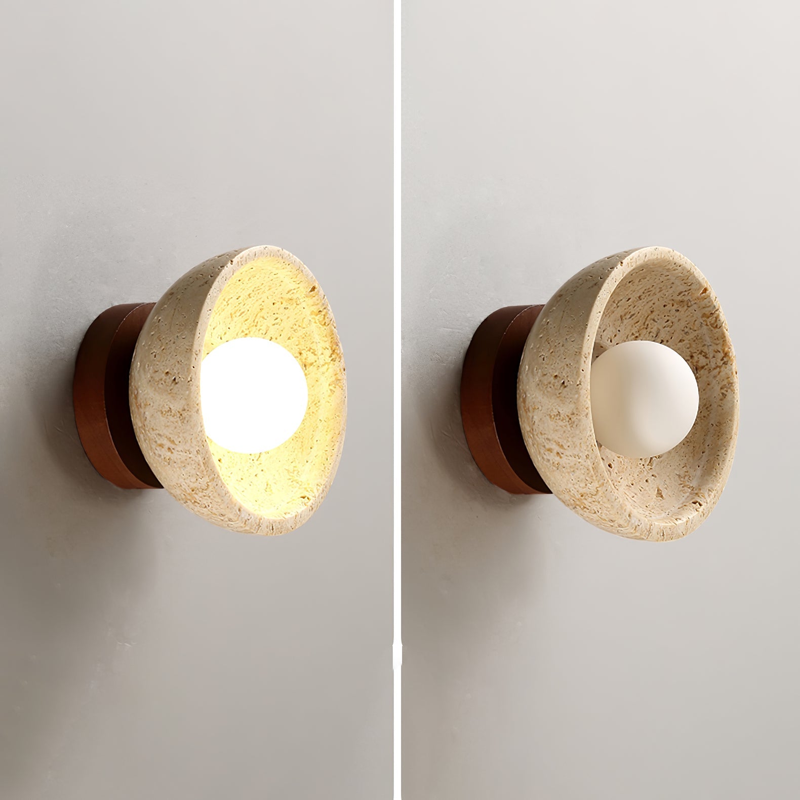 Vacaris Half-Dome Travertine Wall Light - Neutralighting
