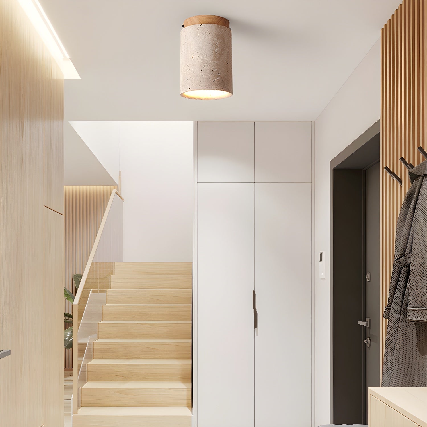 Aurnorira Cylinder Cap Travertine Ceiling Light - Neutralighting