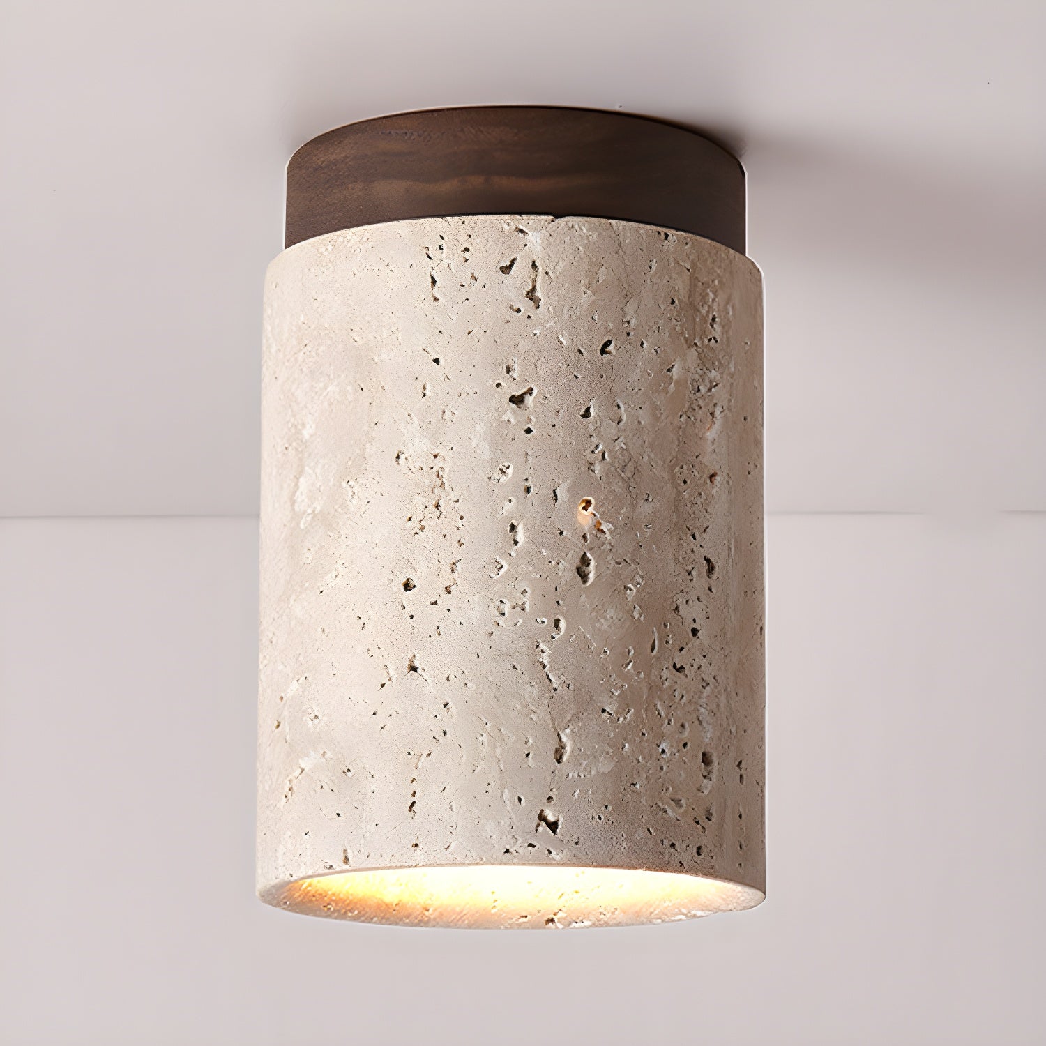 Aurnorira Cylinder Cap Travertine Ceiling Light - Neutralighting